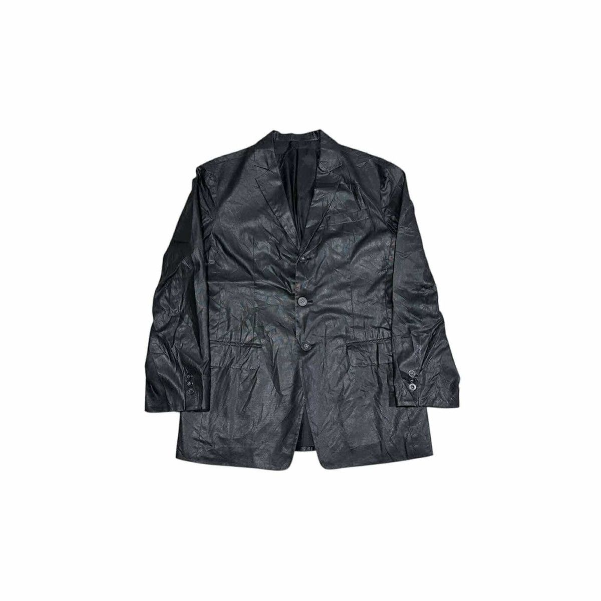 14th Addiction × If Six Was Nine × Japanese Brand 🔥Sick Y2K Japanese Waxed Black Blazer Jacket Faux Leather Size US L / EU 52-54 / 3 - 4 Thumbnail