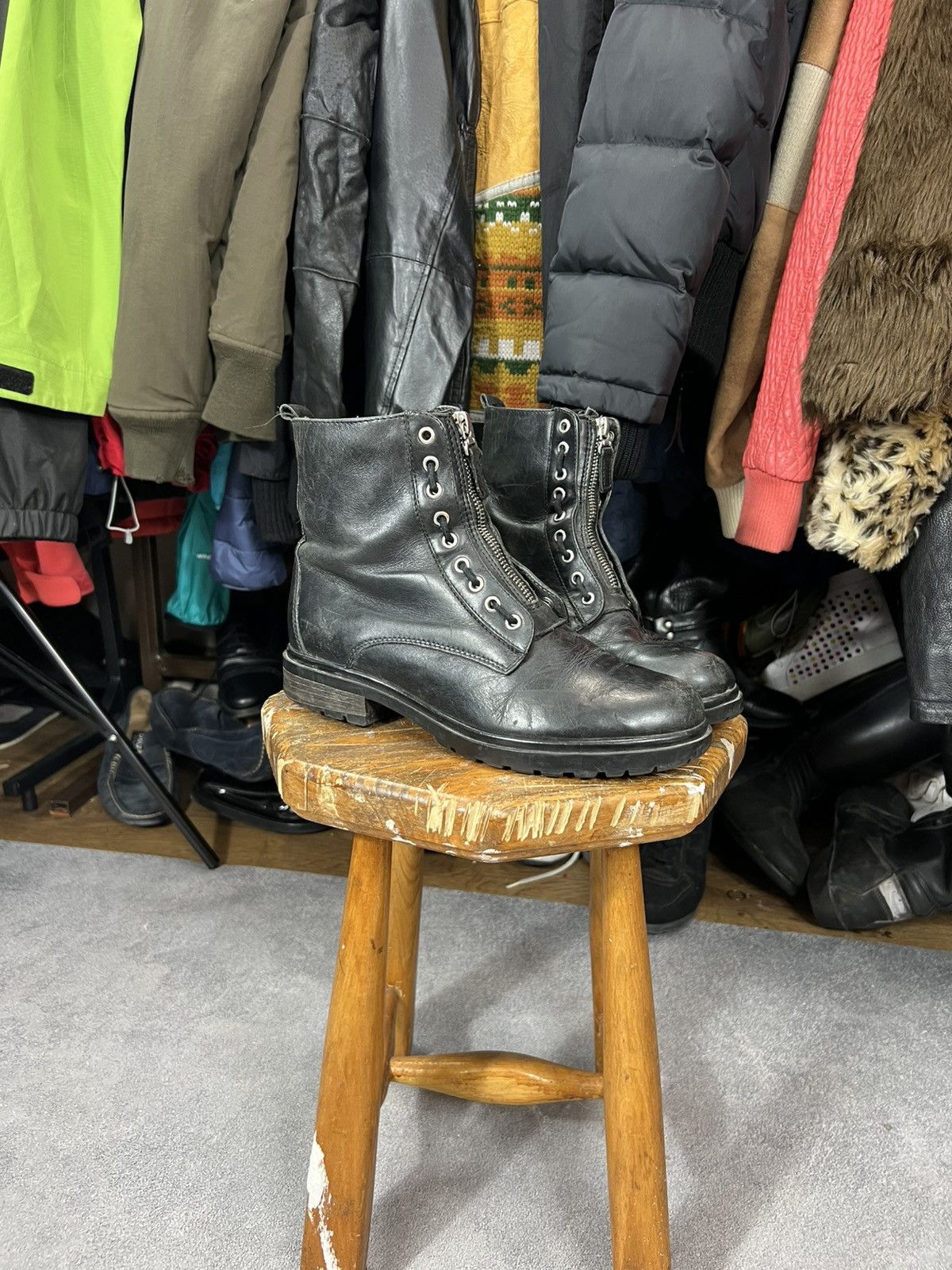 Vintage 90s Archive Japan Style Ankle-Zip Leather Boots