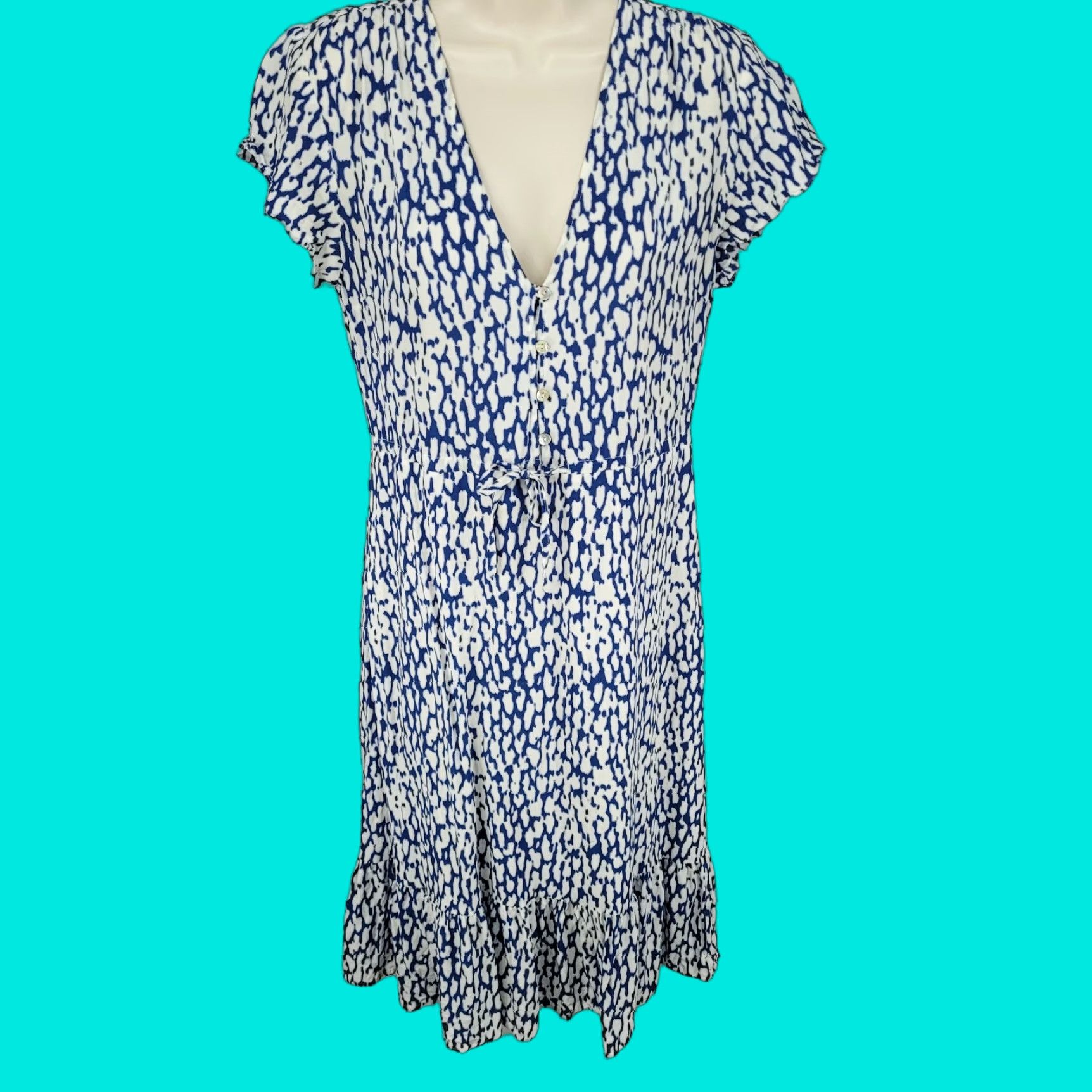 Rails Rails Kiki Blue Cobalt Leopard Print Short Sleeve Dress Small Womens Size 28" / US 6 / IT 42 - 1 Thumbnail