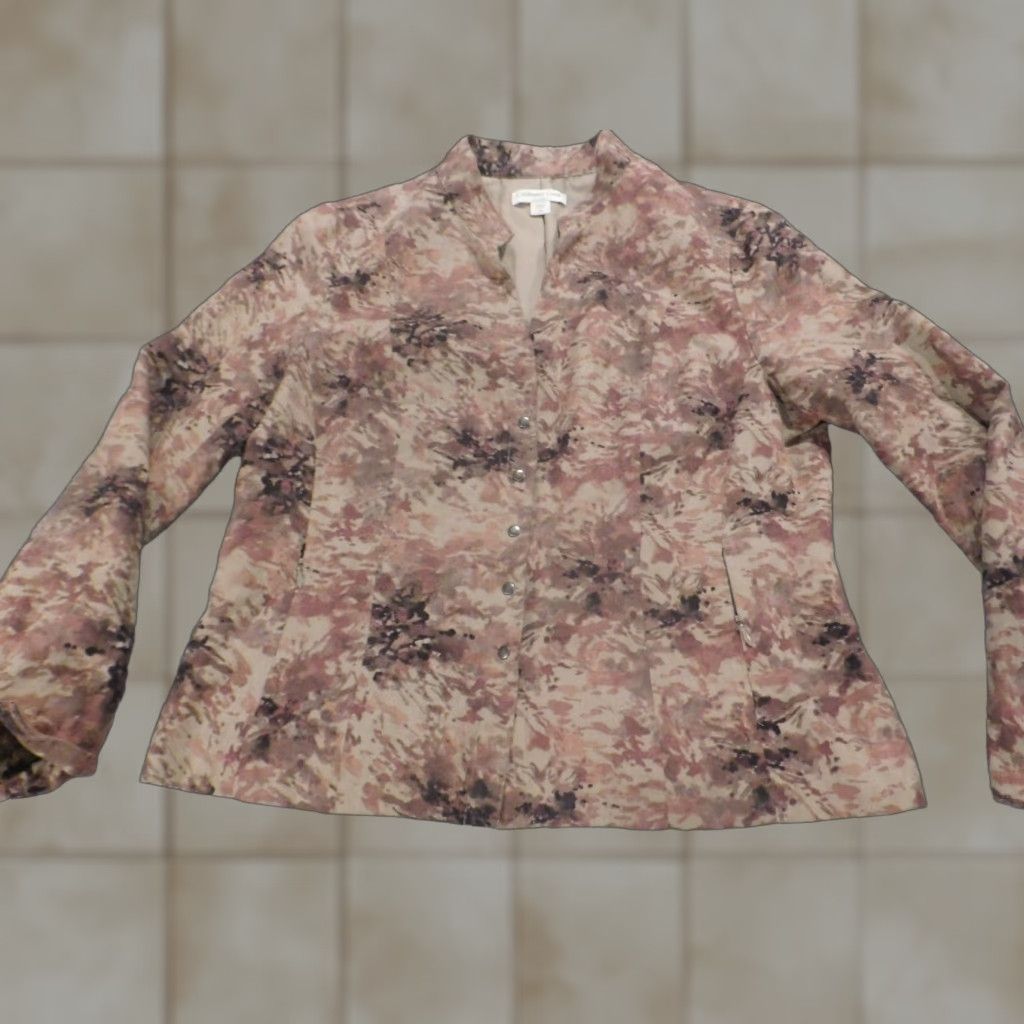 Coldwater Creek Coldwater Creek Jacket Womens 14 Pink Floral Snap Lined Cotton Denim Winter Basic Jacket Size XL / US 12-14 / IT 48-50 - 1 Thumbnail