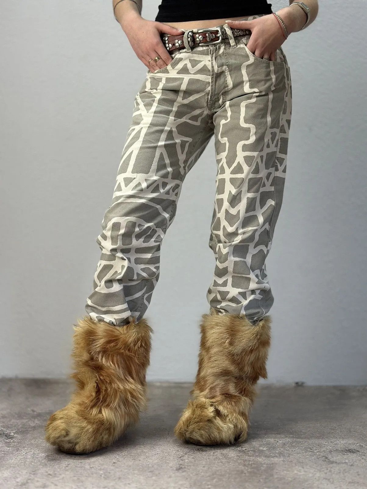 Saba RARE OPIUM LEATHER PLATFORM PUNK Rick Owens FLAME BOOTS Fur Size US 8 / IT 38 - 5 Thumbnail