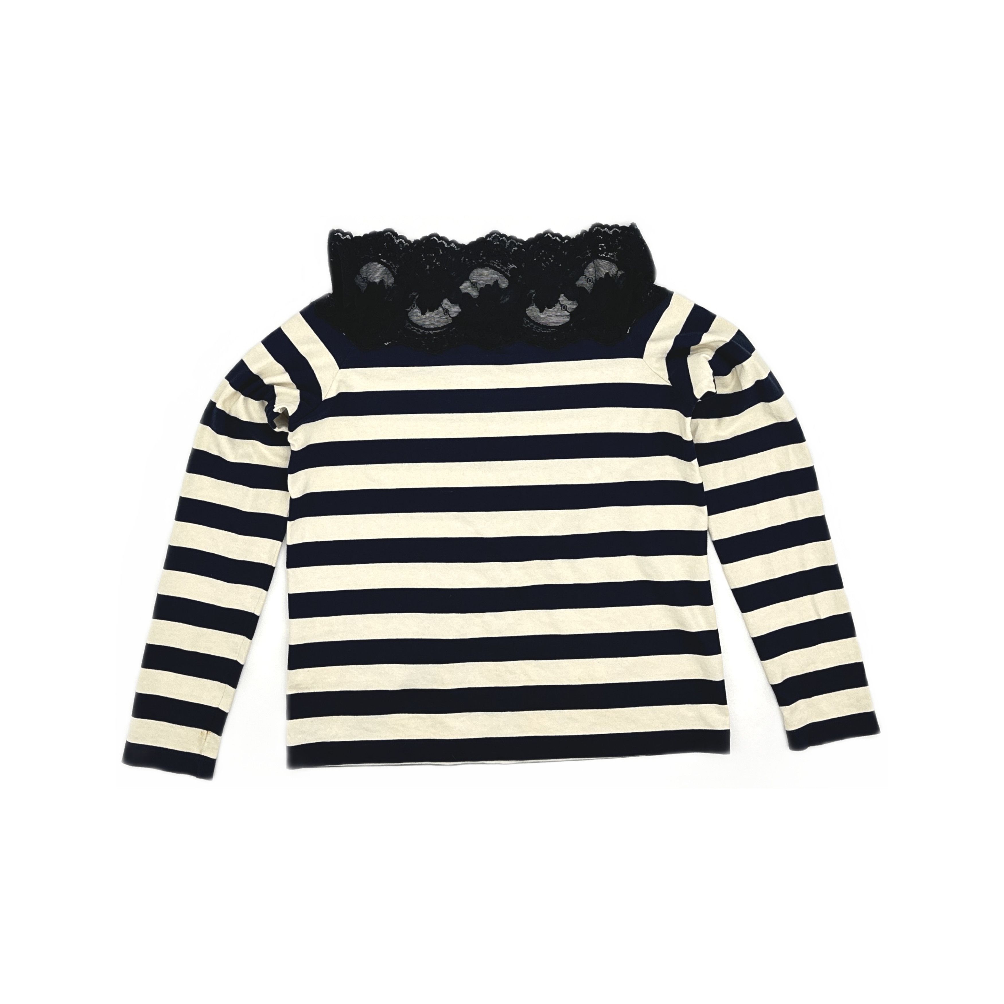 Miu Miu Miu Miu Striped Lace Collar Long Sleeve T-Shirt Size S Size S / US 4 / IT 40 - 1 Thumbnail