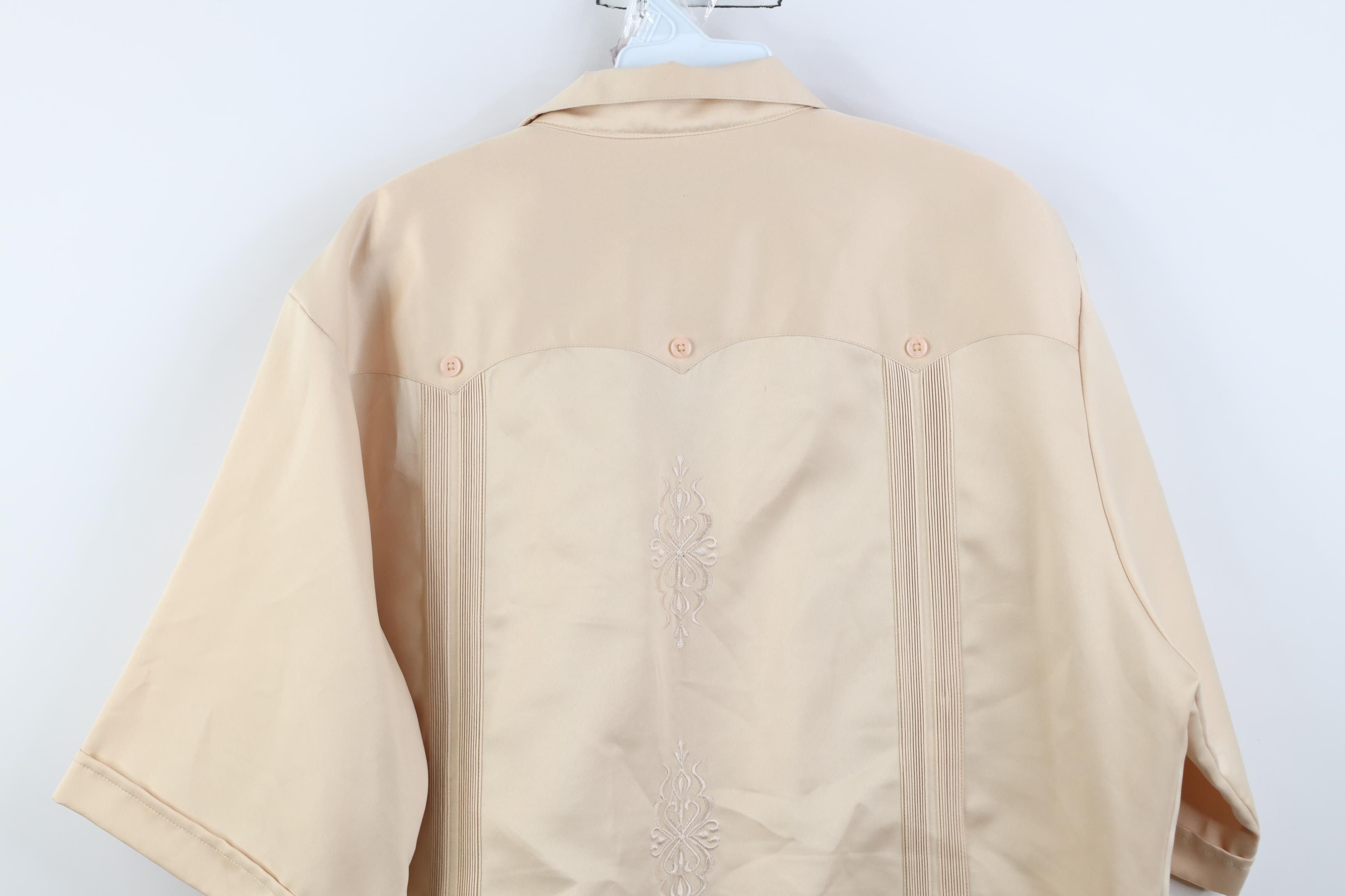 Vintage Vintage 90s Rockabilly Western Wedding Button Shirt Beige Size US XXL / EU 58 / 5 - 14 Thumbnail
