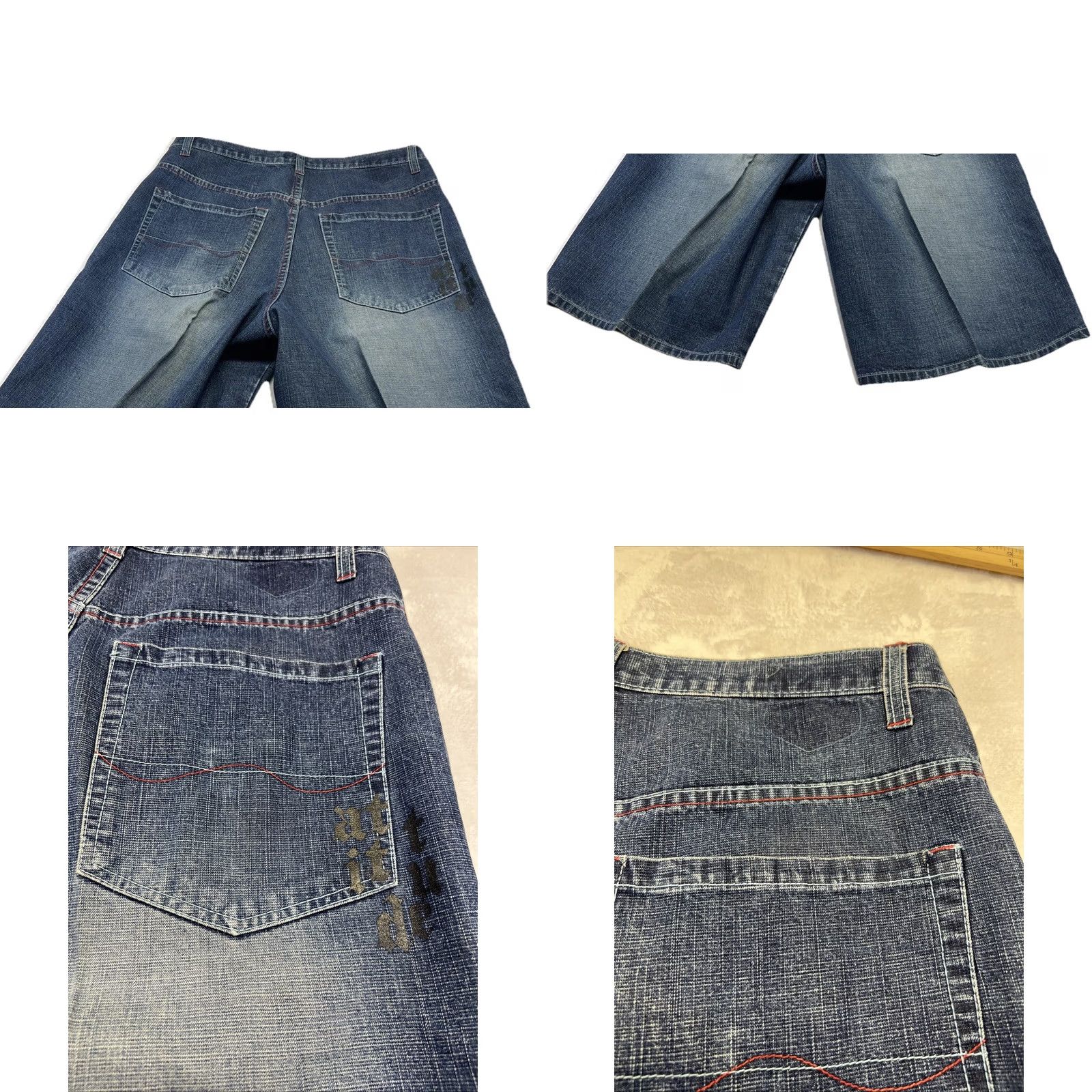Vintage VINTAGE Attitude Y2K Baggy Denim Shorts Mens 38 Jorts Embroidered Hip Hop Streetwear Casual Distressed Cargo Pockets Size US 38 / EU 54 - 9 Thumbnail