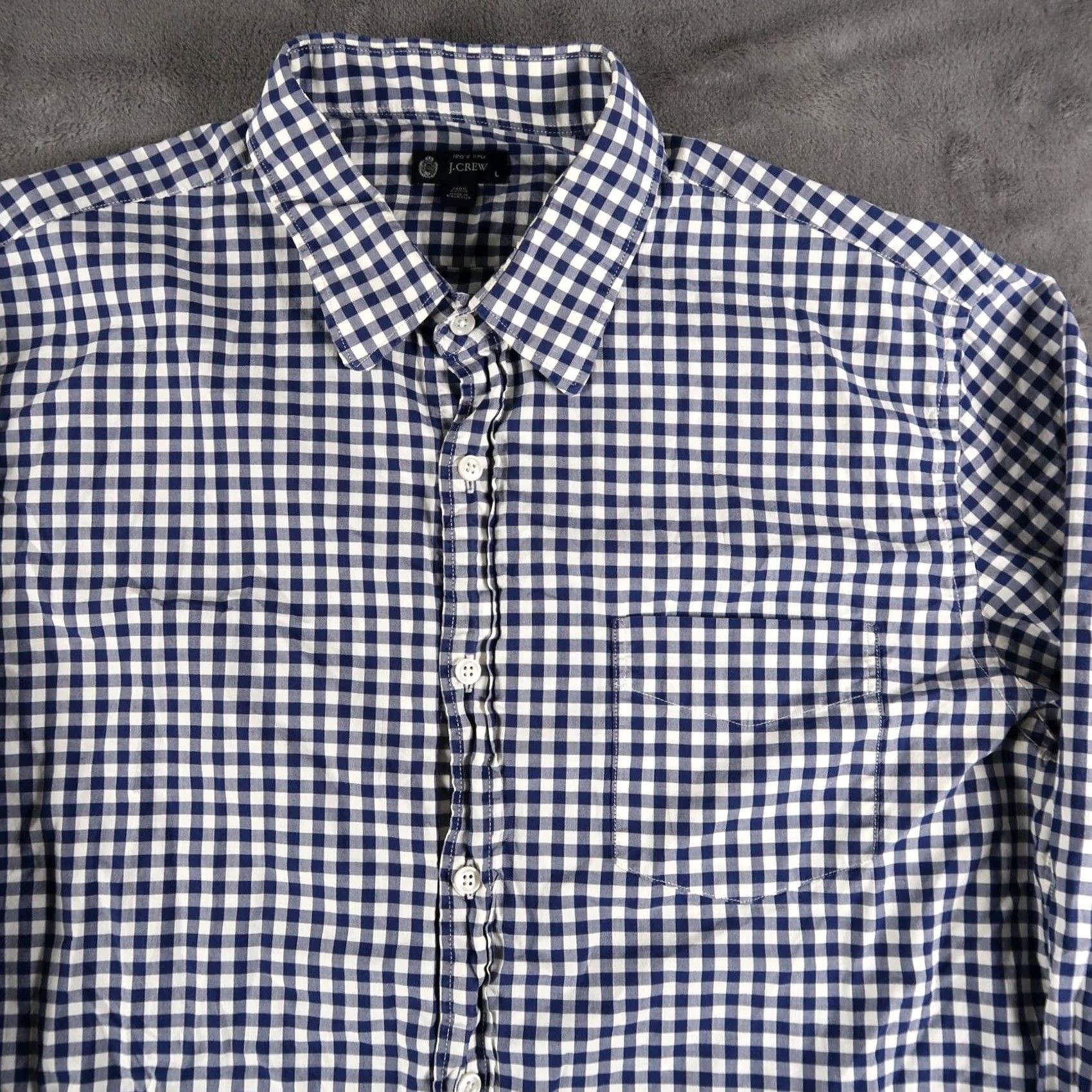 J.Crew J. Crew Men Button-Up Shirt Long Sleeve 2-PLY 100% Cotton Size L Blue White Size US L / EU 52-54 / 3 - 3 Thumbnail