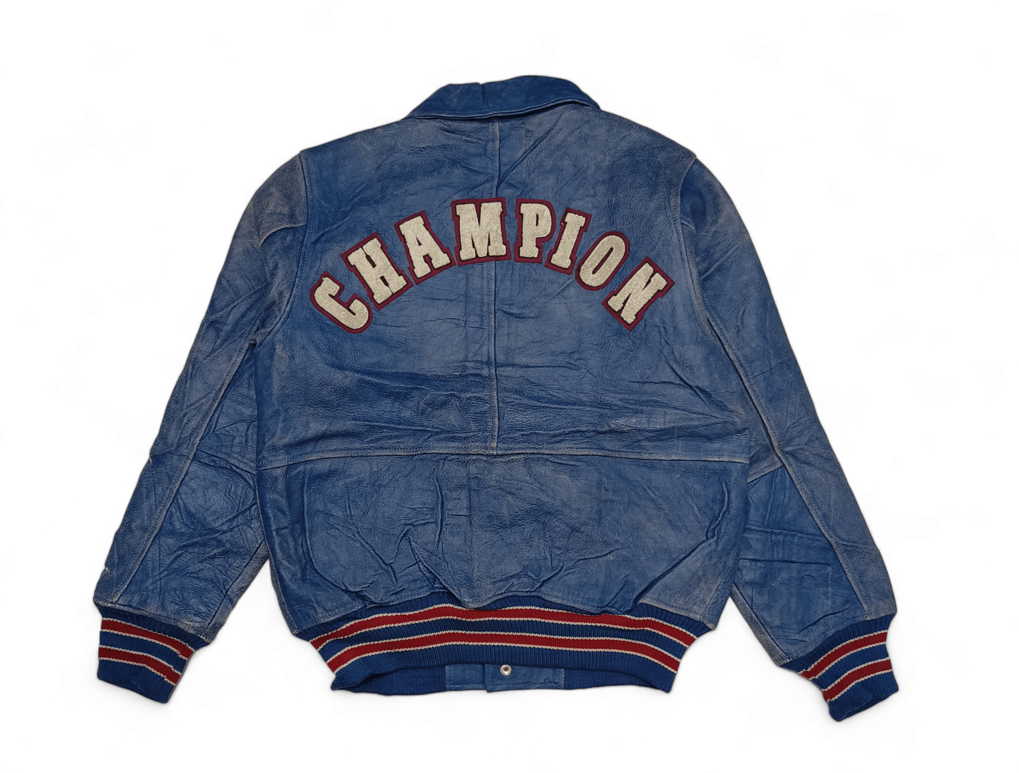 Champion Vintage Champion Varsity Bomber Distressed Leather Jacket Size US M / EU 48-50 / 2 - 2 Thumbnail