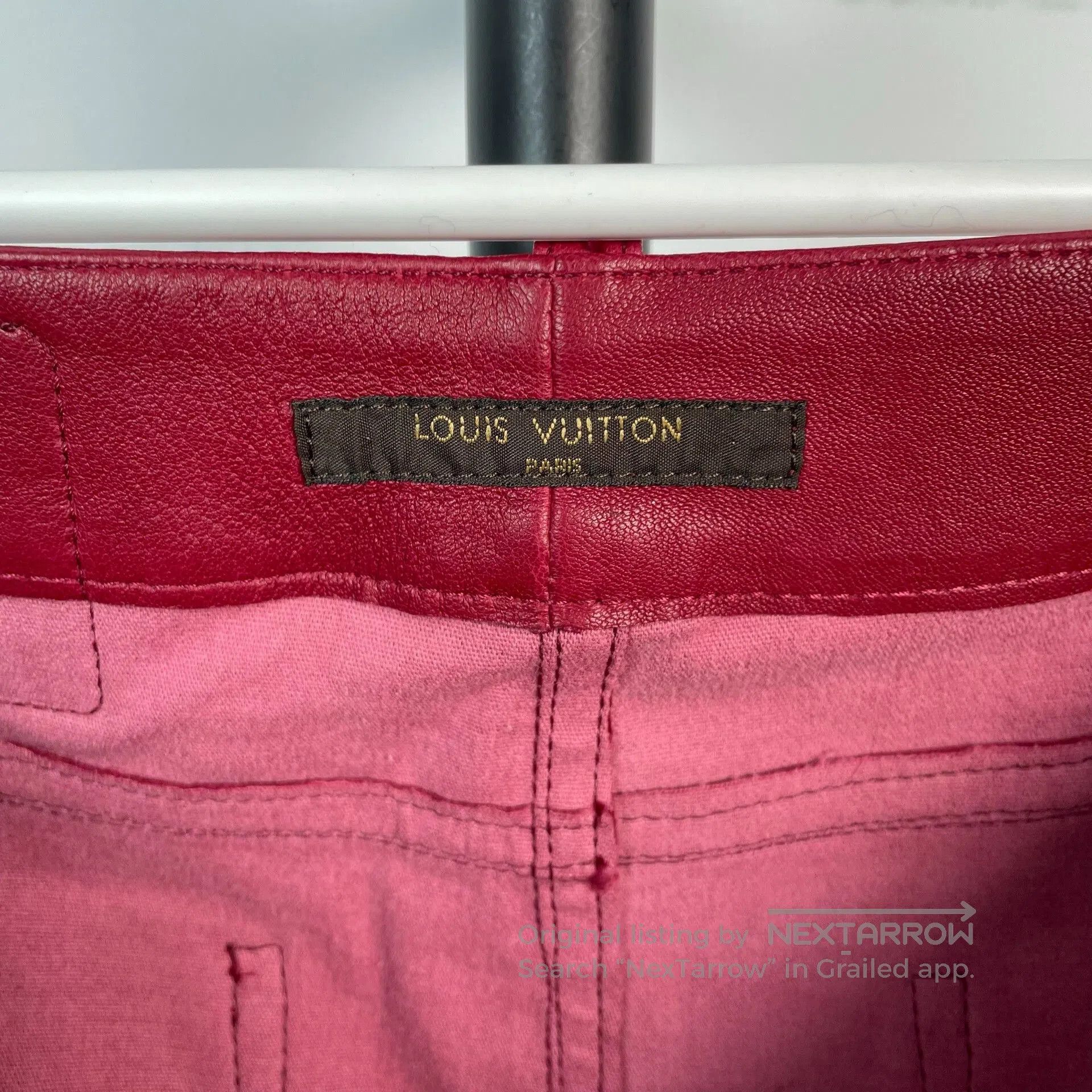 Louis Vuitton Louis Vuitton Red Long Gold Zip Leather Pants. Size 33" - 6 Thumbnail