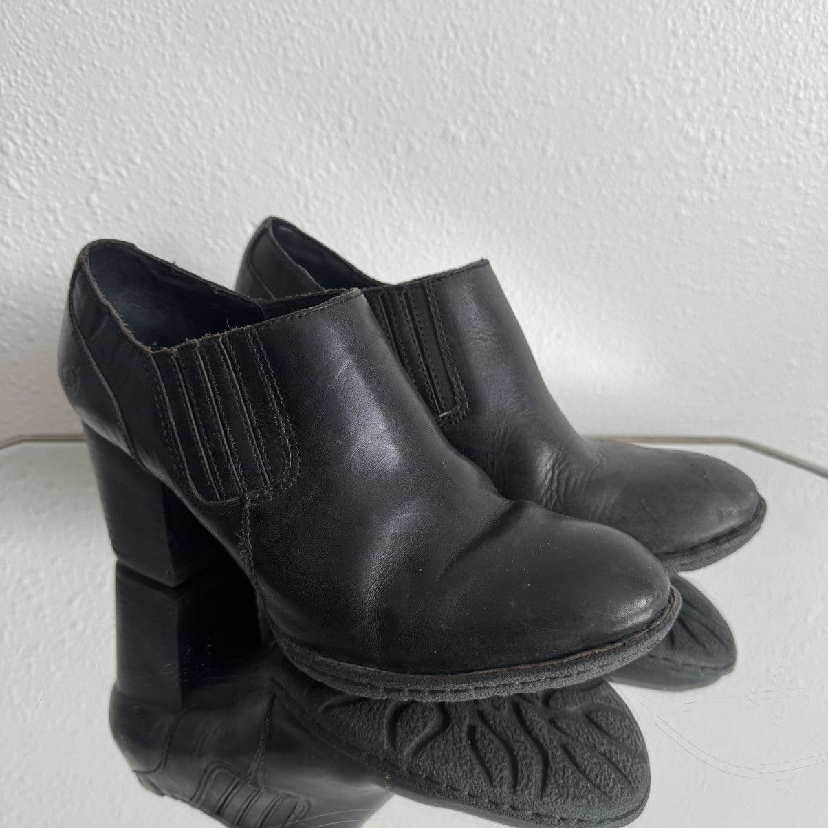 Born BORN Black Leather Western Breckin Low Ankle Slip On Boots Size US 8 / IT 38 - 1 Thumbnail