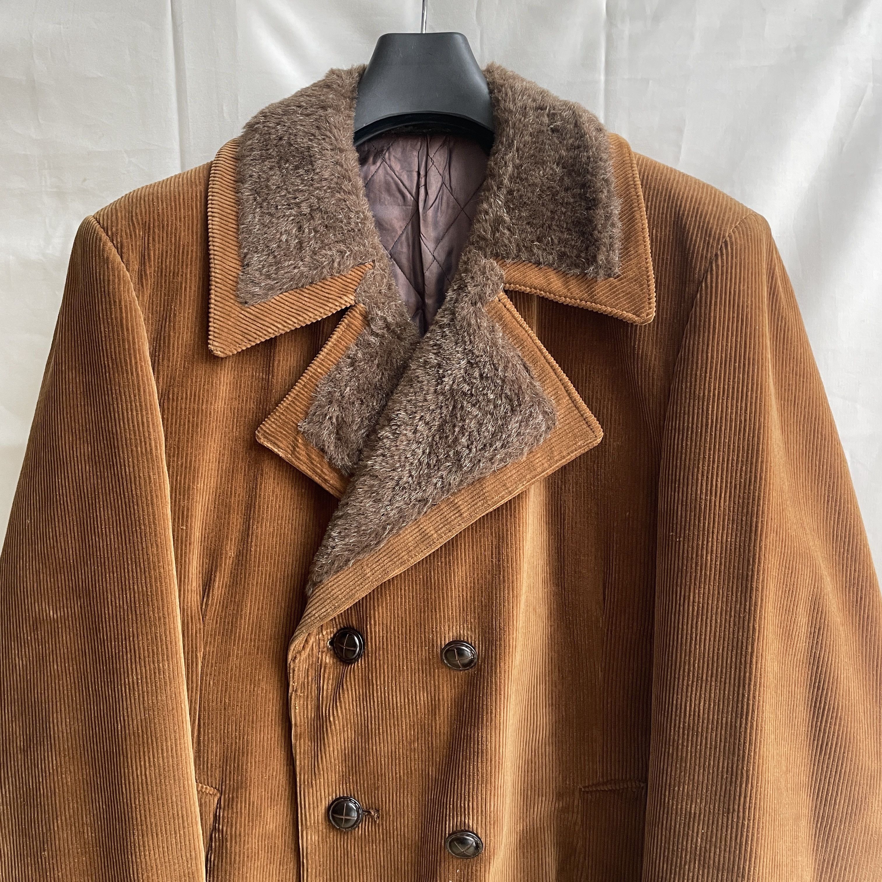 Burton Burton Vintage 60s 70s Borg Corduroy Double Breasted Coat Size US L / EU 52-54 / 3 - 4 Thumbnail