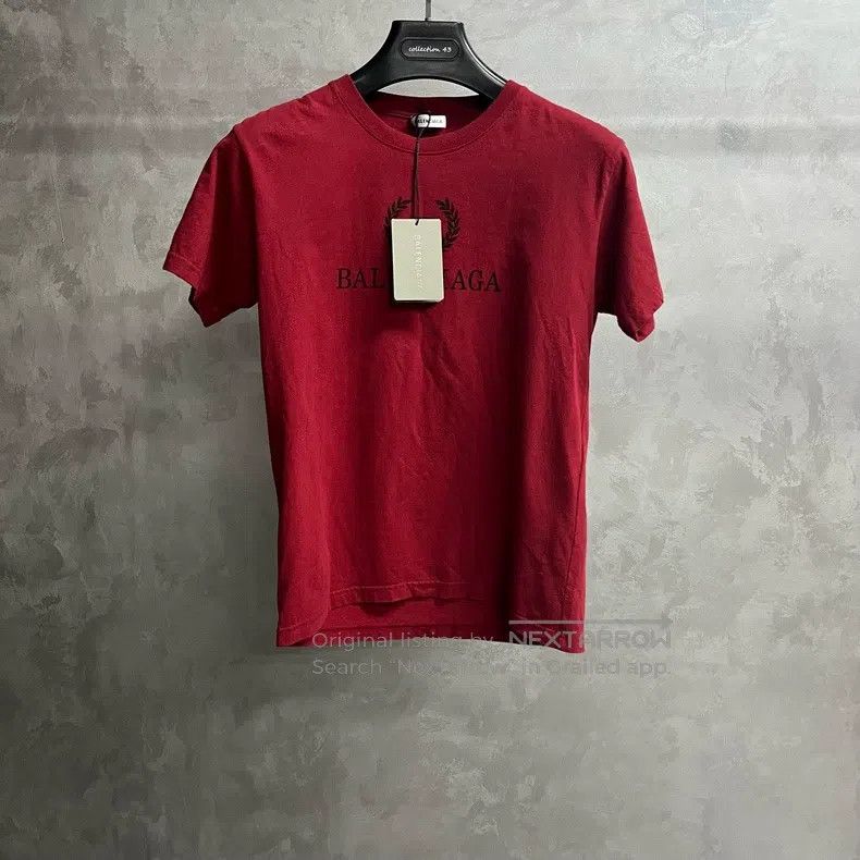 Balenciaga Balenciaga Red Logo Lettering Crew Neck Short Sleeve T-Shi Size US M / EU 48-50 / 2 - 1 Thumbnail