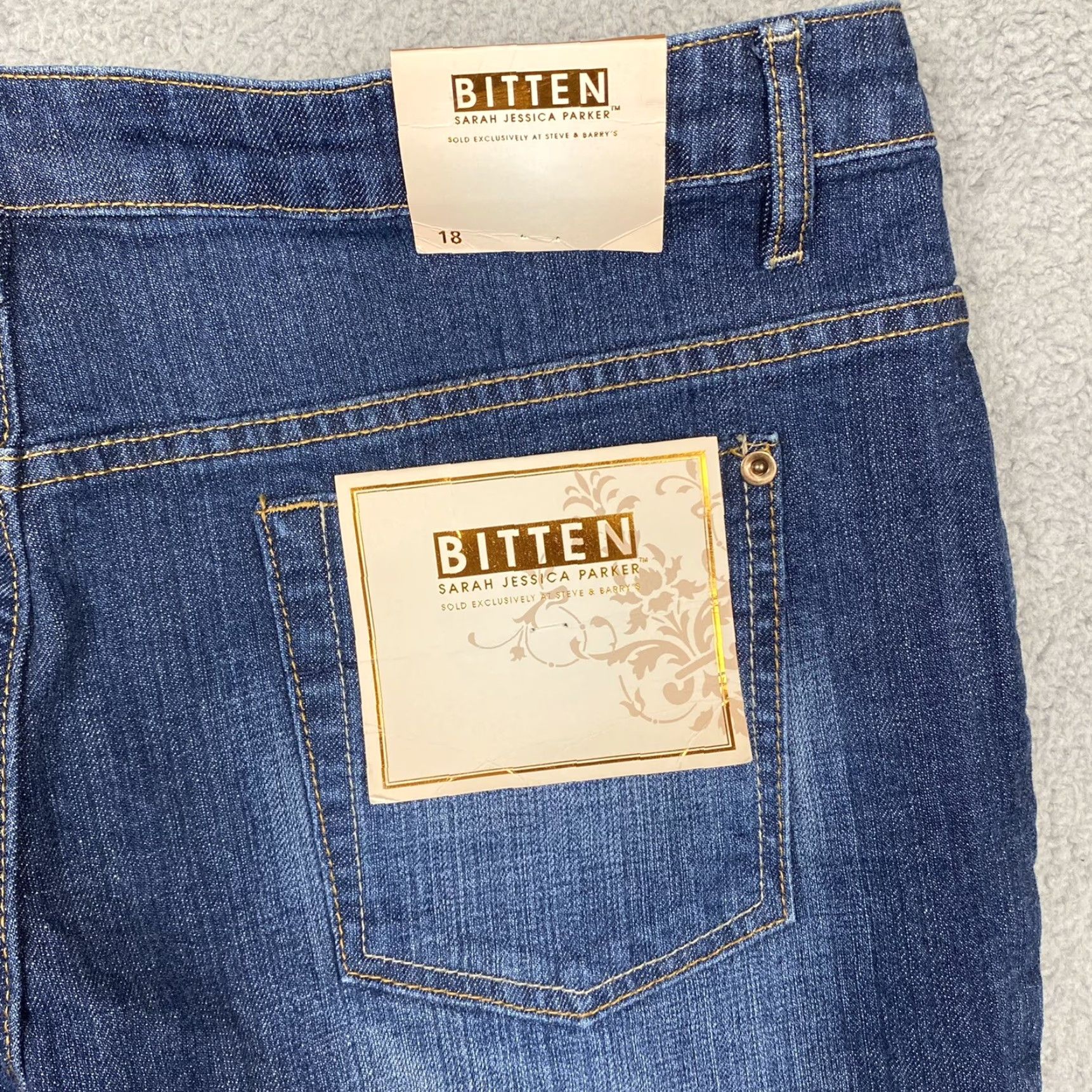 Vintage Bitten Jeans Women 18 Blue Medium Wash Sarah Jessica Parker Boot Cut Jeans NWT Size 40" / US 18 - 8 Thumbnail
