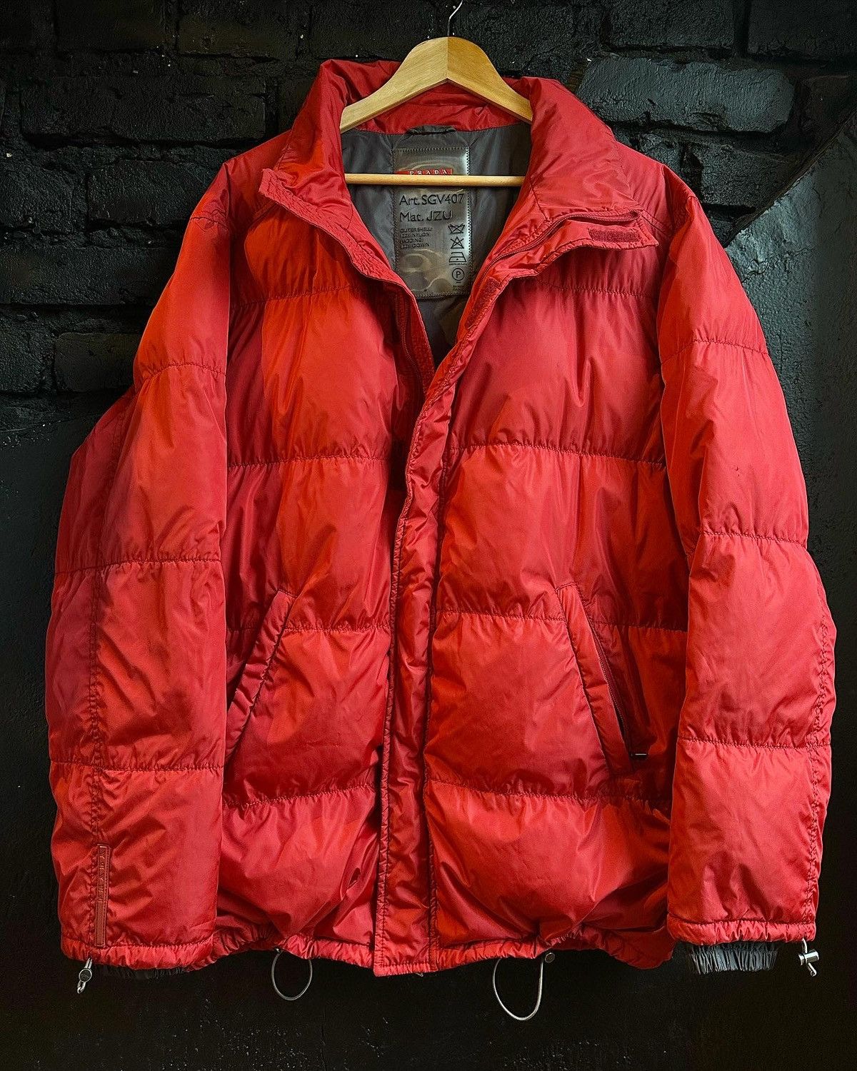 image of Vintage Prada Puffer + Bucket Hat in Red, Men's (Size XL)