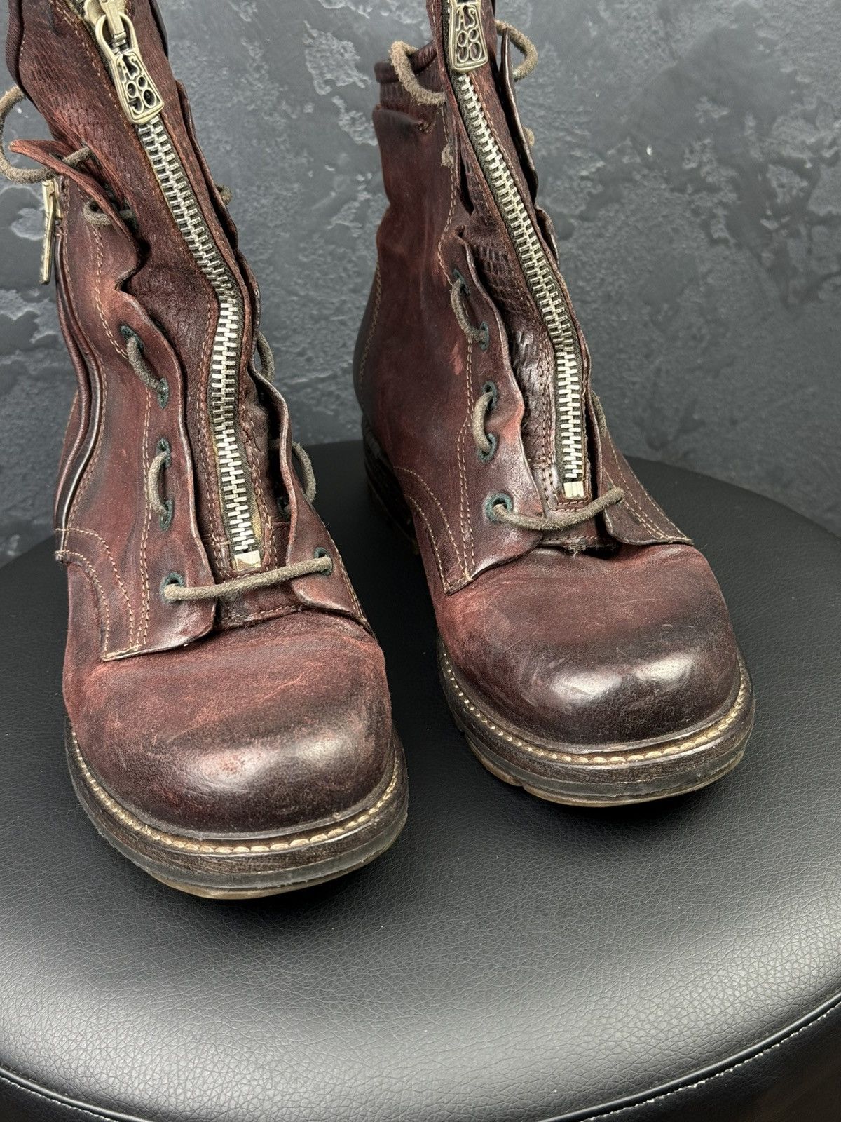 A.S.98 Women's A.S.98. Airstep Brown Leather Biker Zip Ankle Boots Size US 6 / IT 36 - 4 Thumbnail