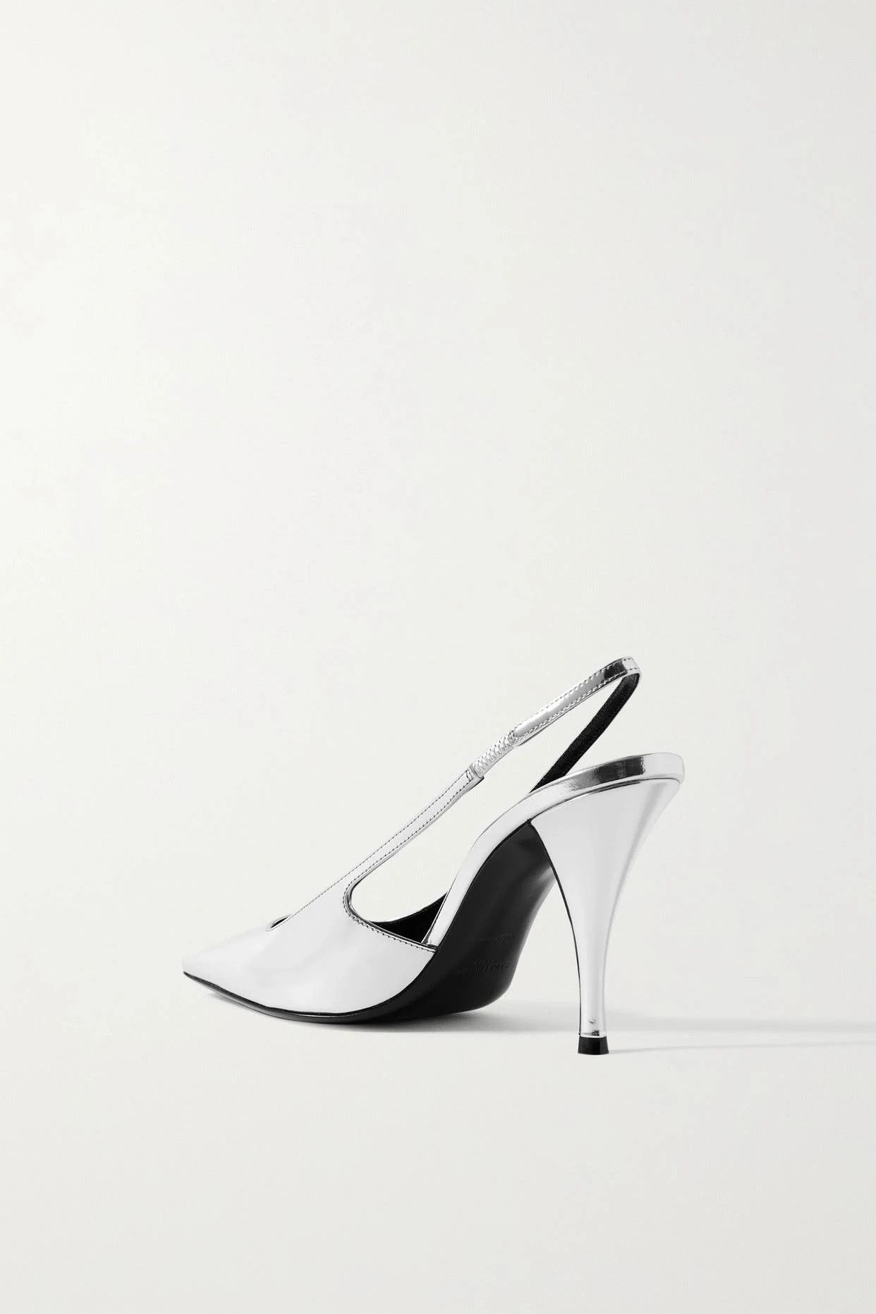 Saint Laurent Paris o1b1hav110924 Blade Slingback Pumps Mirrored in Silver Size US 8 / IT 38 - 4 Thumbnail