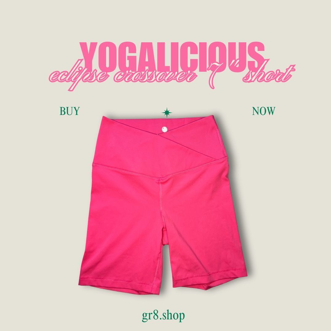 Other Yogalicious Eclipse Crossover 7" Shorts Women S Pink Stretch Size 27" / US 4 / IT 40 - 1 Thumbnail