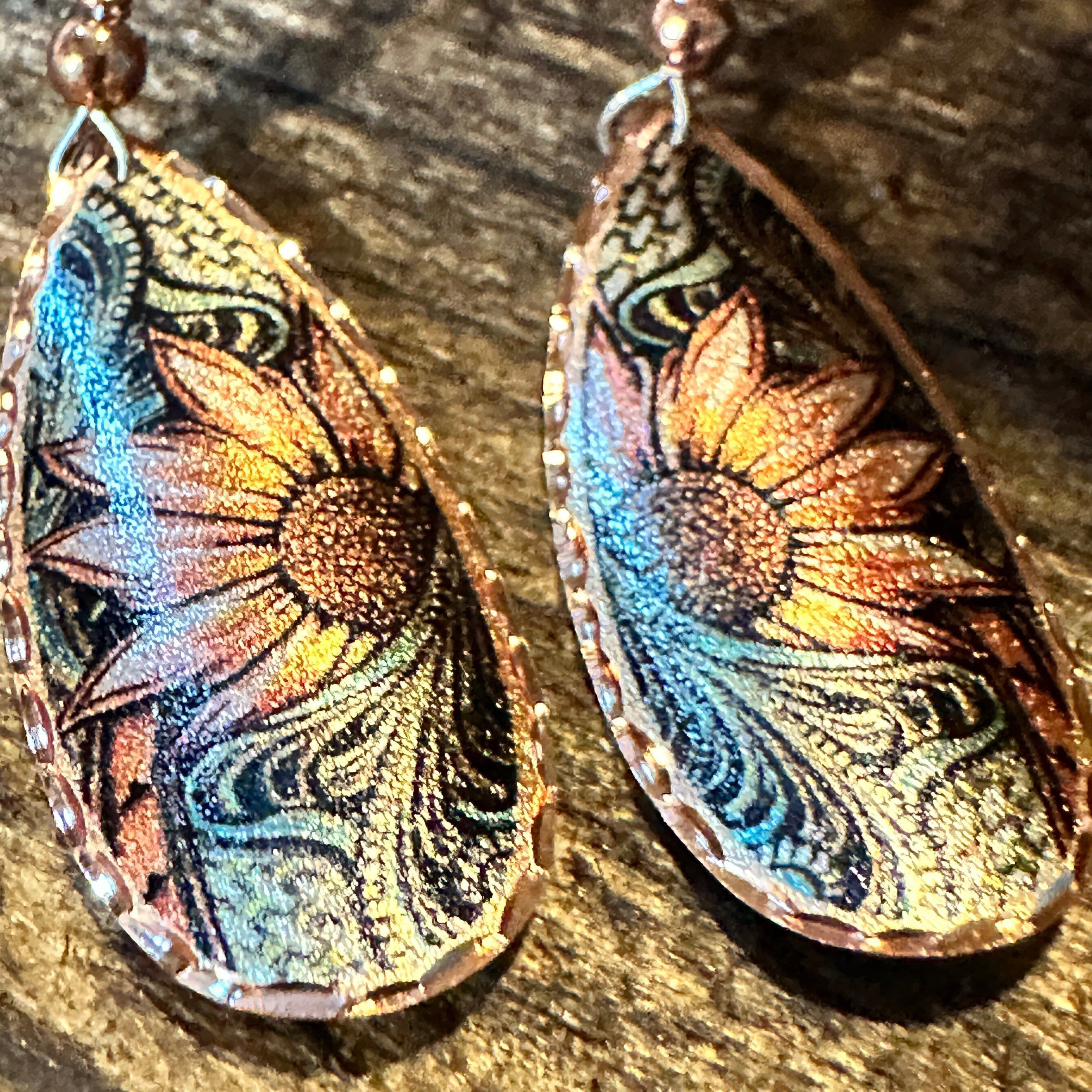 Other Handmade Boho Sunflower Cuff Bracelet, Copper Western Sunflo Size ONE SIZE - 9 Thumbnail