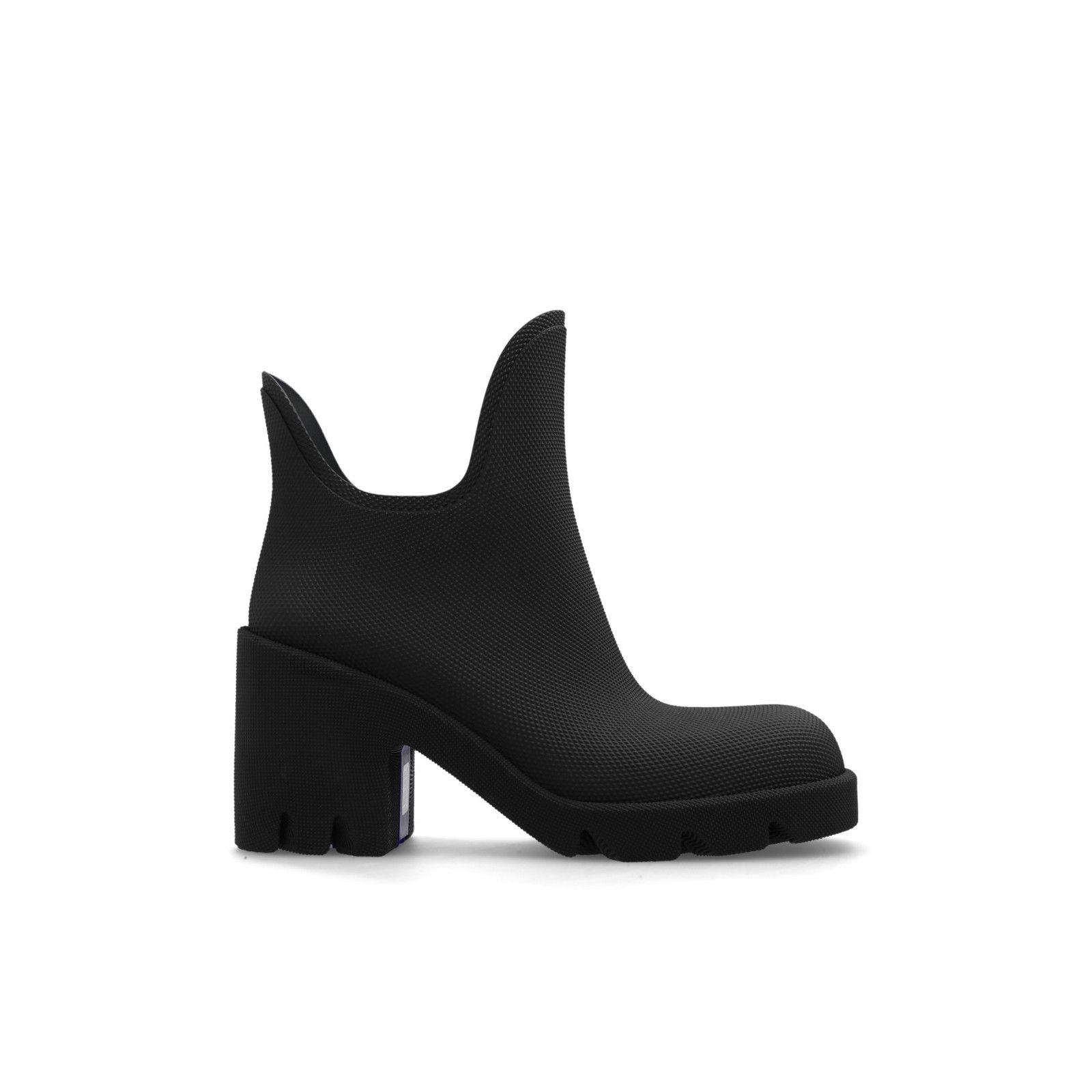 BURBERRY Marsh Black Fabric 85mm Heel Rain Boots New & Authe