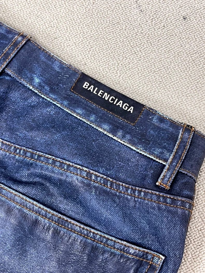 Balenciaga Balenciaga 3D printed imitation denim leather pants Size US 32 / EU 48 - 3 Thumbnail