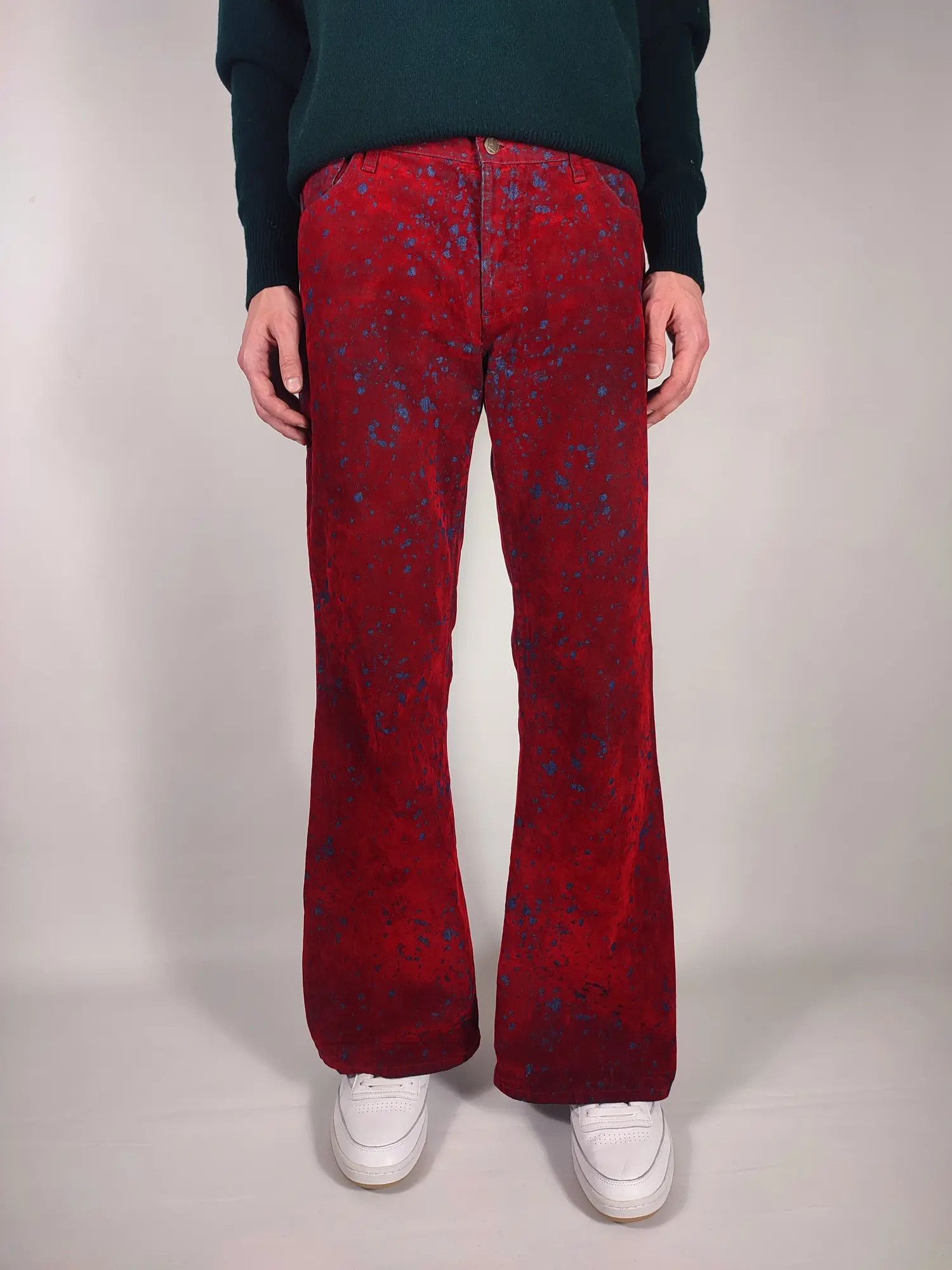 If Six Was Nine ATO The Kick Of Fashion Velour Flared Vampire Jeans Size US 33 - 18 Thumbnail