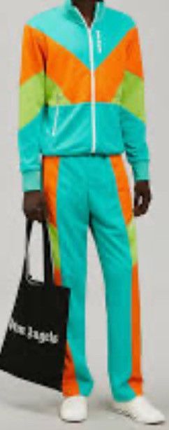 Palm Angels Palm Angels|V Block Track Jacket|Forrest Green x Orange Size US XS / EU 42 / 0 - 5 Thumbnail