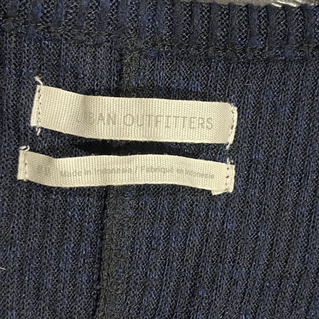 Urban Outfitters Navy Blue Long Sleeve Wrapped Neck Mini Ribbed Knit Dress Size M / US 6-8 / IT 42-44 - 5 Thumbnail