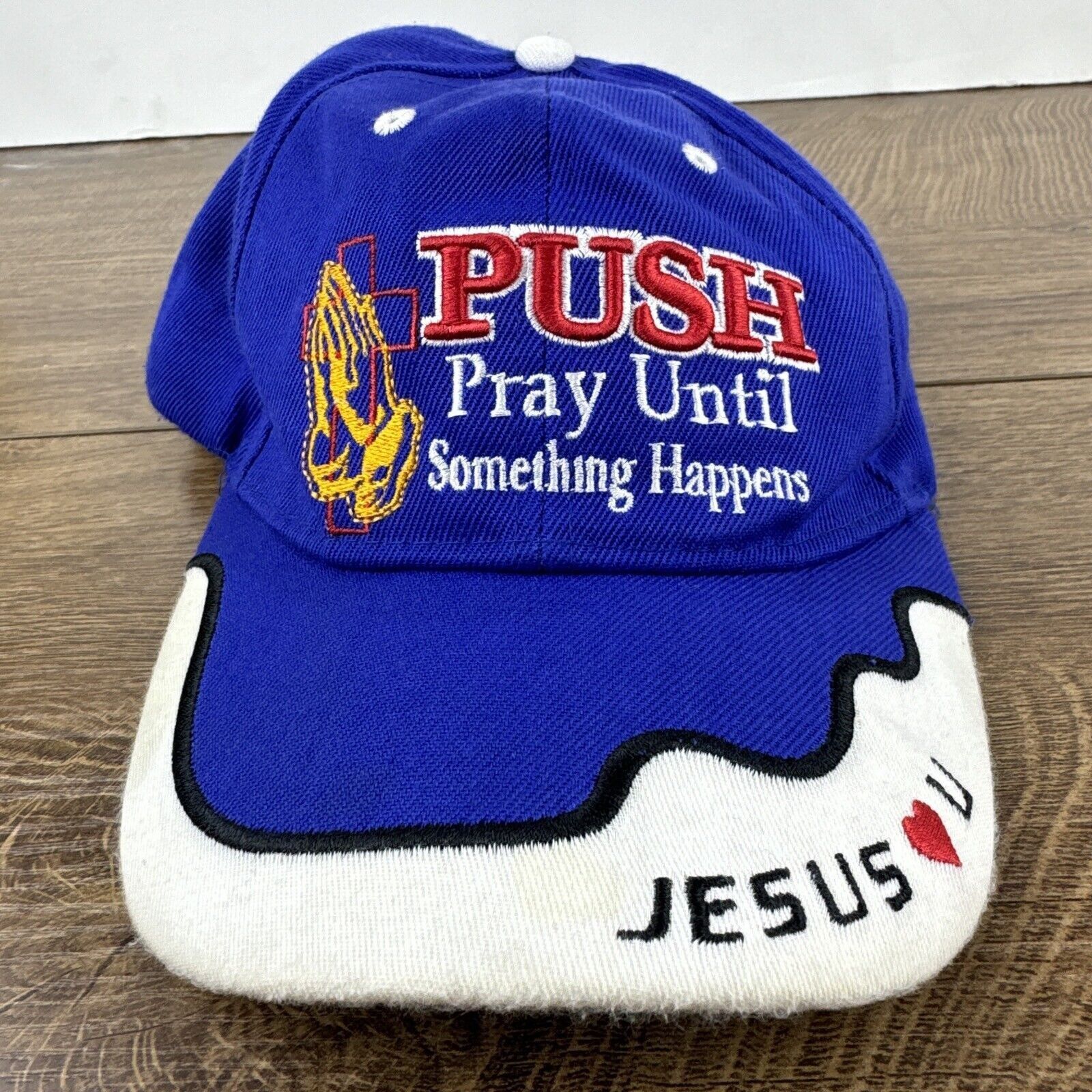 Other PUSH Hat Pray Until Something Happens Blue Hat Adjustable Je Size ONE SIZE - 4 Thumbnail
