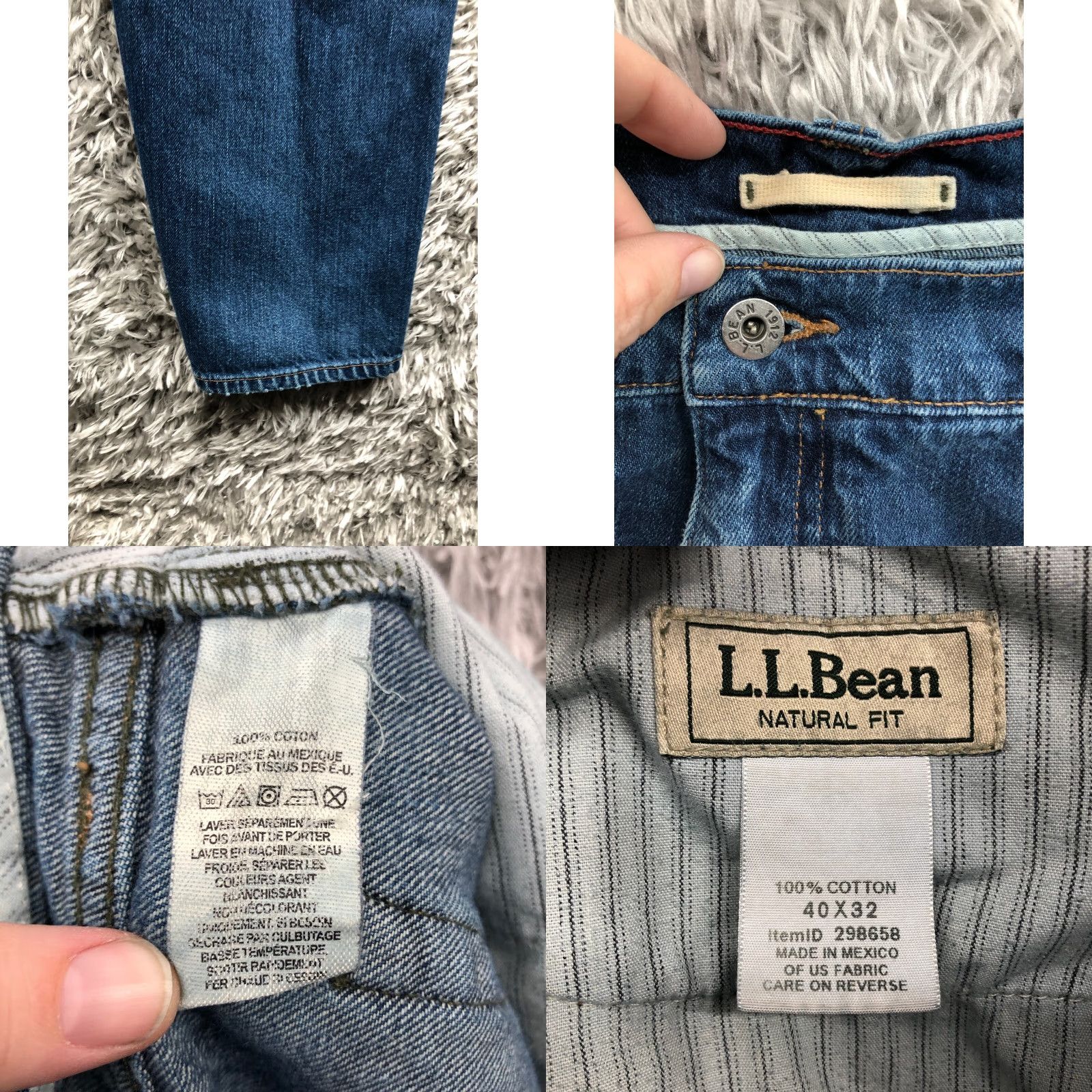 Vintage L.L. Bean Jeans Size 40x32 Mens Mid Rise Straight Leg Dark Wash Blue Denim Size US 40 / EU 56 - 8 Thumbnail