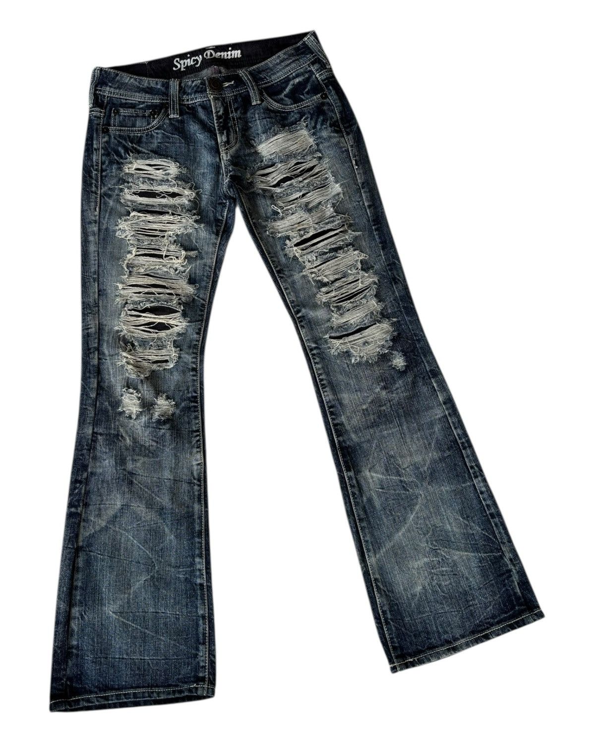 If Six Was Nine × Le Grande Bleu (L.G.B.) × Undercover Vintage Flared Jeans Spicy Denim Seditionaries Punk Jean Size US 29 - 3 Thumbnail