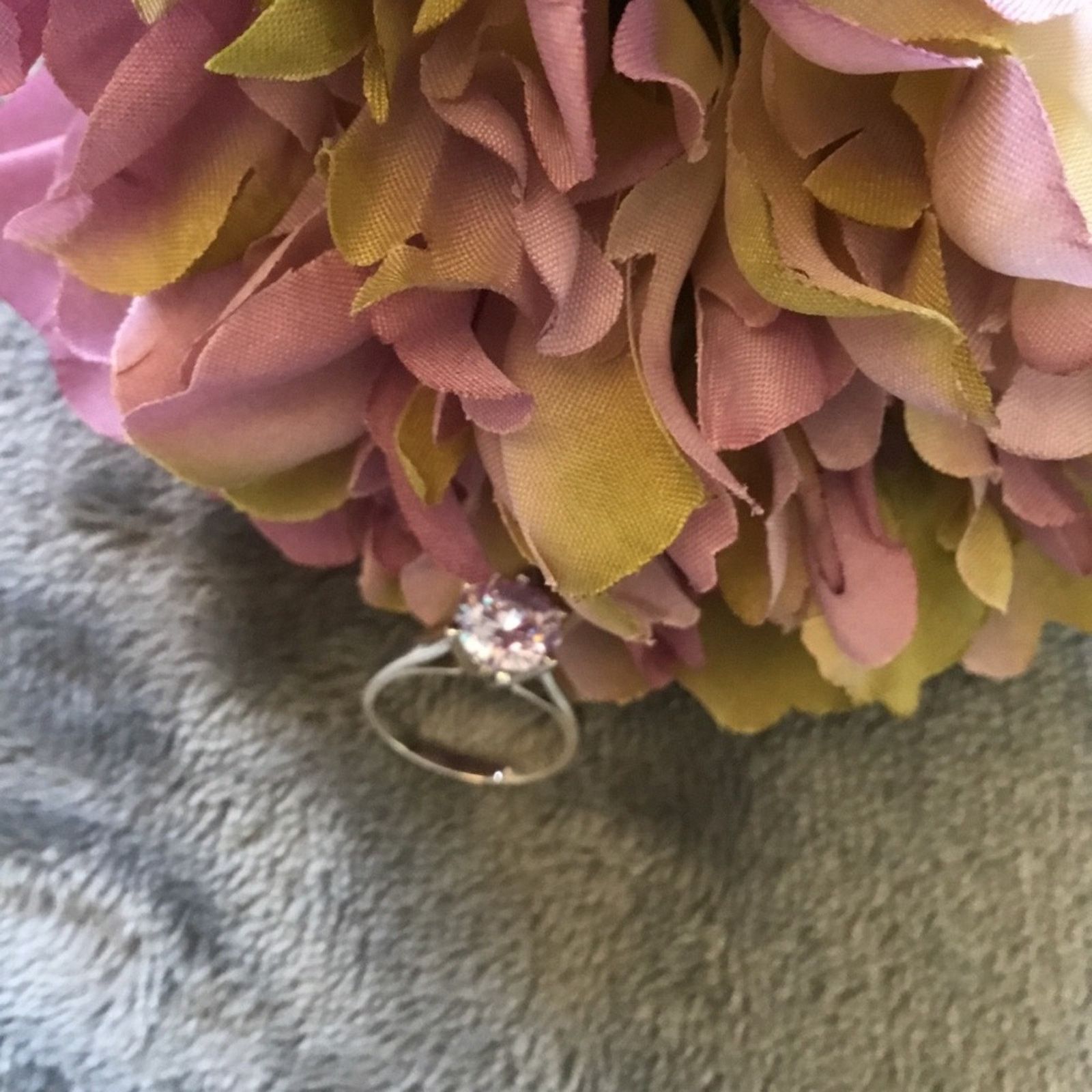 Other Sterling Silver Purple CZ Solitaire Ring Size ONE SIZE - 6 Thumbnail