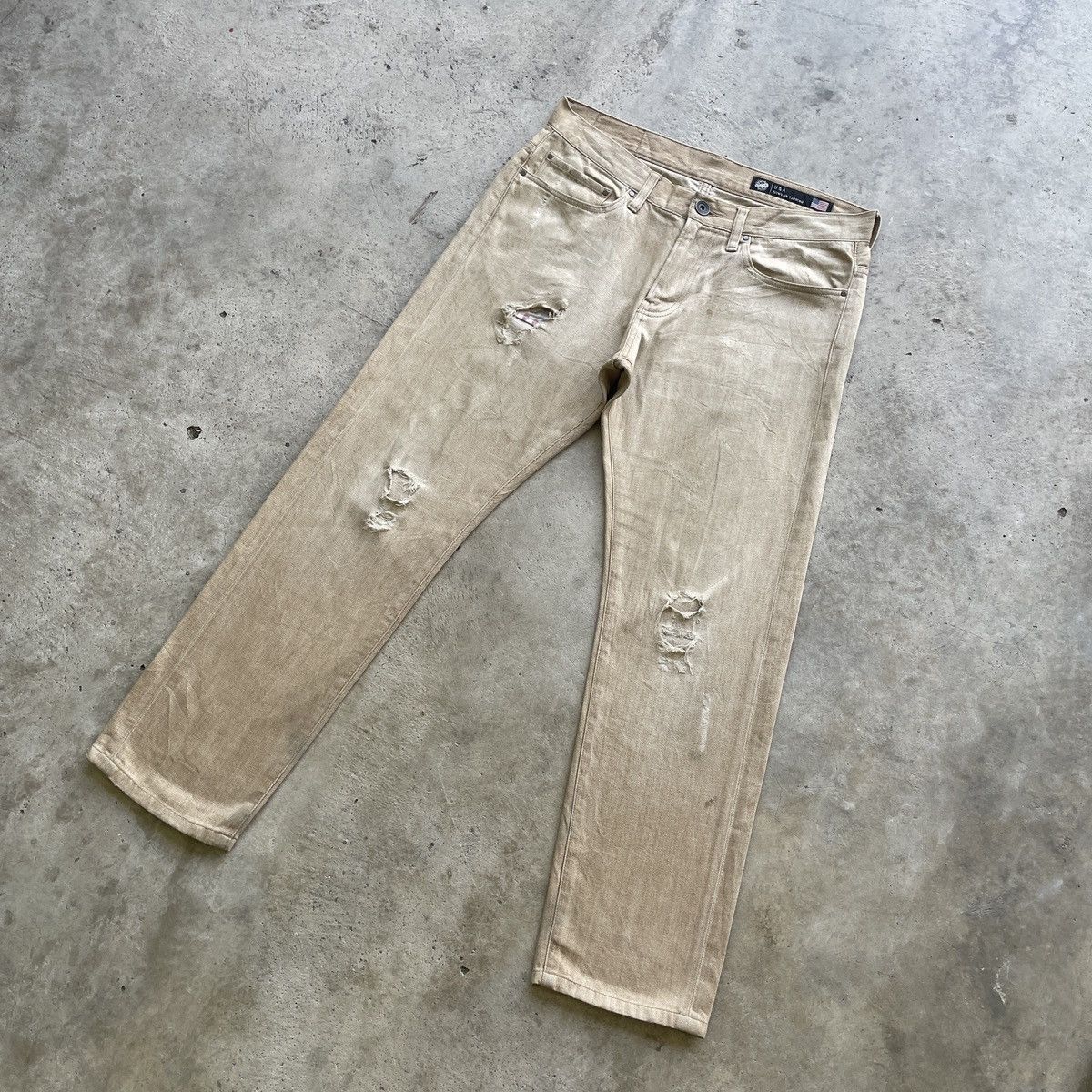 Japanese Brand W33 Vintage Back Number Jeans Distressed Faded Ripped Pants Size US 33 - 2 Thumbnail