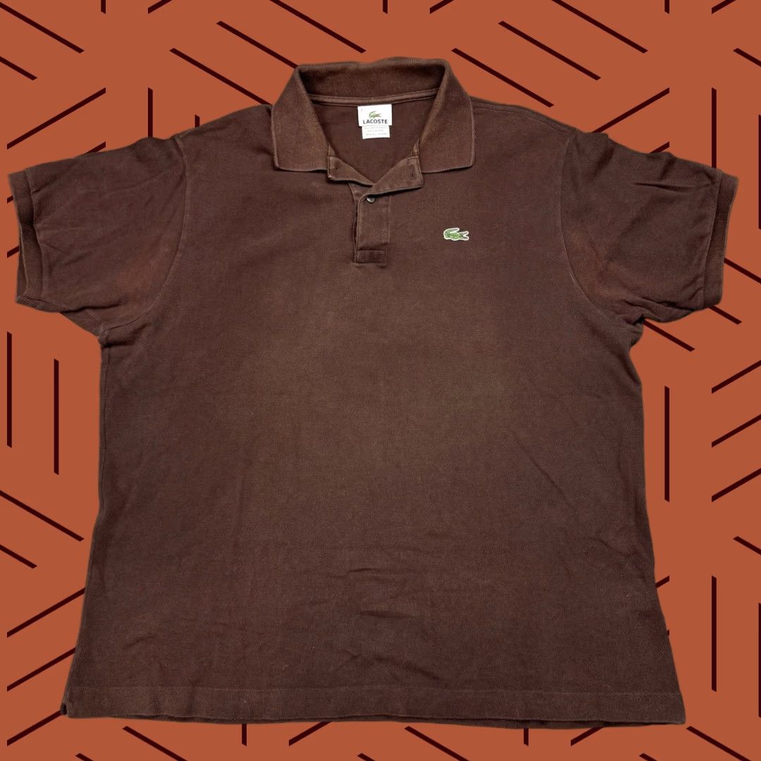 Lacoste LACOSTE Mens Polo Shirt Short Sleeve Pique Cotton Golf Casual 7 Brown Unique Design Size US M / EU 48-50 / 2 - 1 Thumbnail