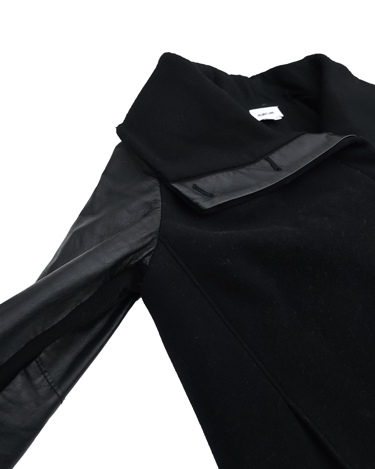 Helmut Lang Helmut Lang Leather Sleeve Wool Coat Size S / US 4 / IT 40 - 2 Thumbnail