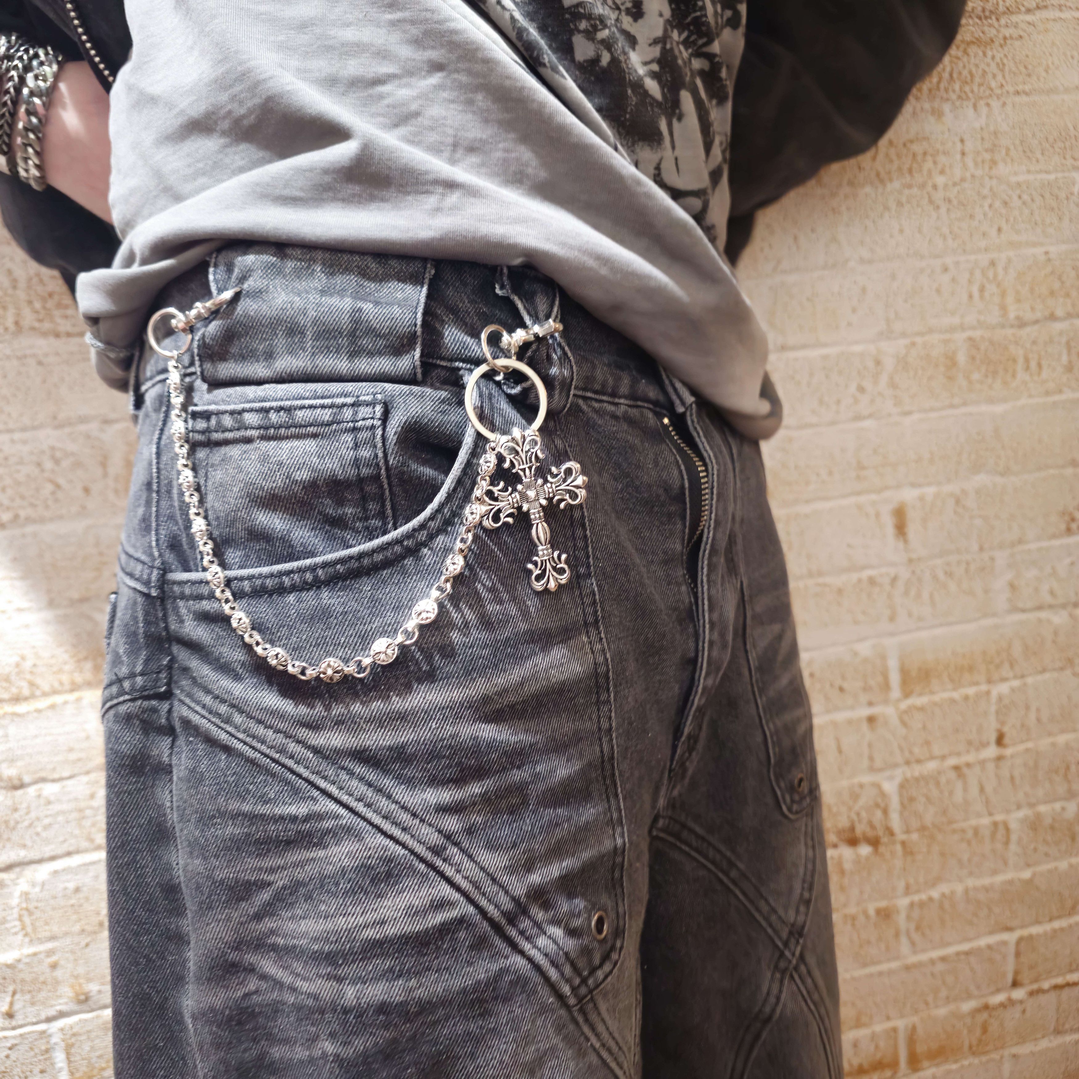 Other Silver Gothic Cross Wallet Chain Retro Punk Streetwear Size ONE SIZE - 1 Thumbnail