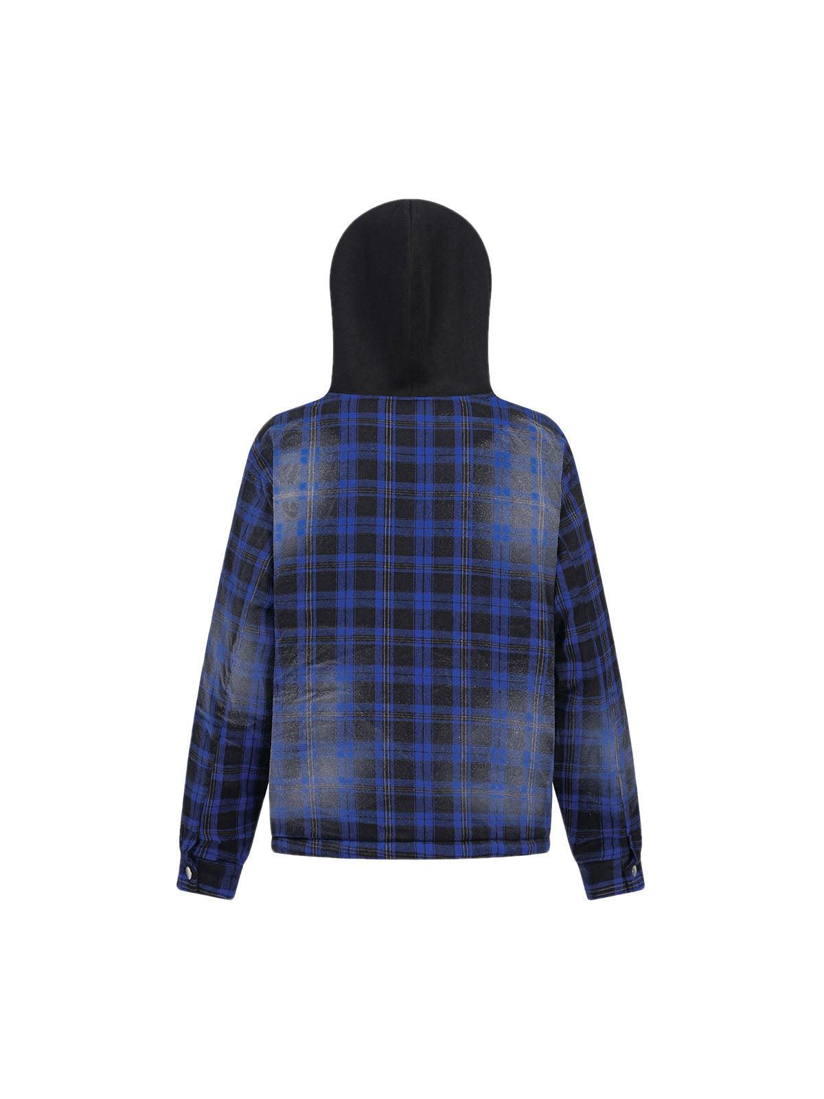 Japanese Brand Dark Plaid Hooded Quilted Jacket Size US M / EU 48-50 / 2 - 4 Thumbnail