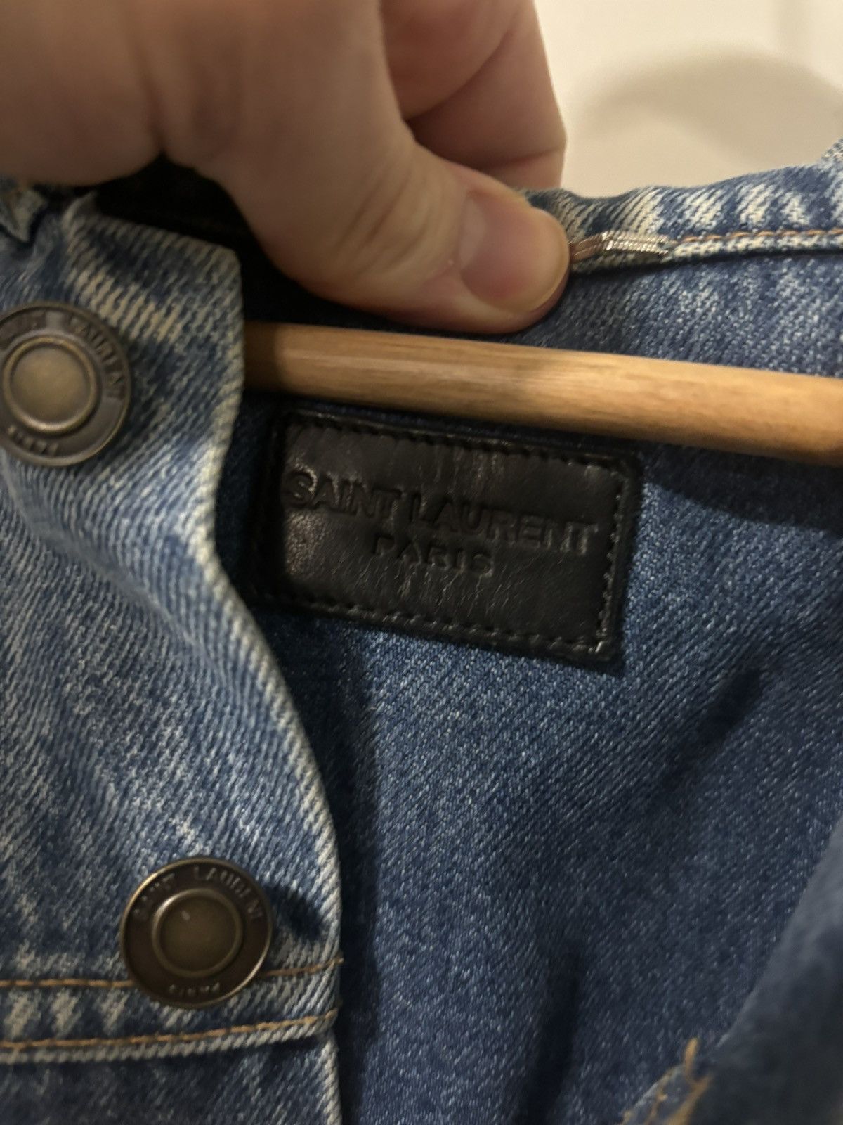 Saint Laurent Paris Saint Laurent Paris YSL Military Patch Blue Denim Jacket Size US XL / EU 56 / 4 - 4 Thumbnail
