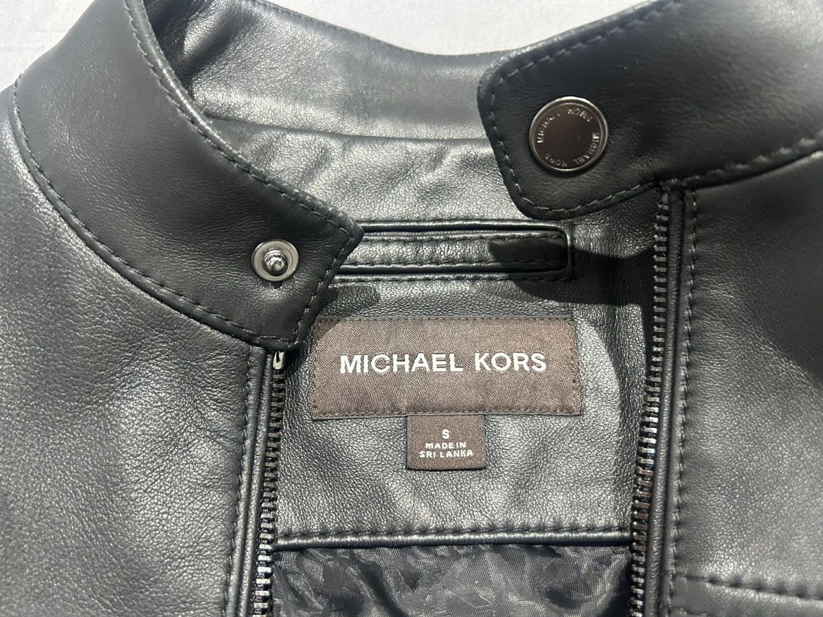 Michael Kors MICHAEL KORS MENS Leather Racer Jacket Size US S / EU 44-46 / 1 - 3 Thumbnail