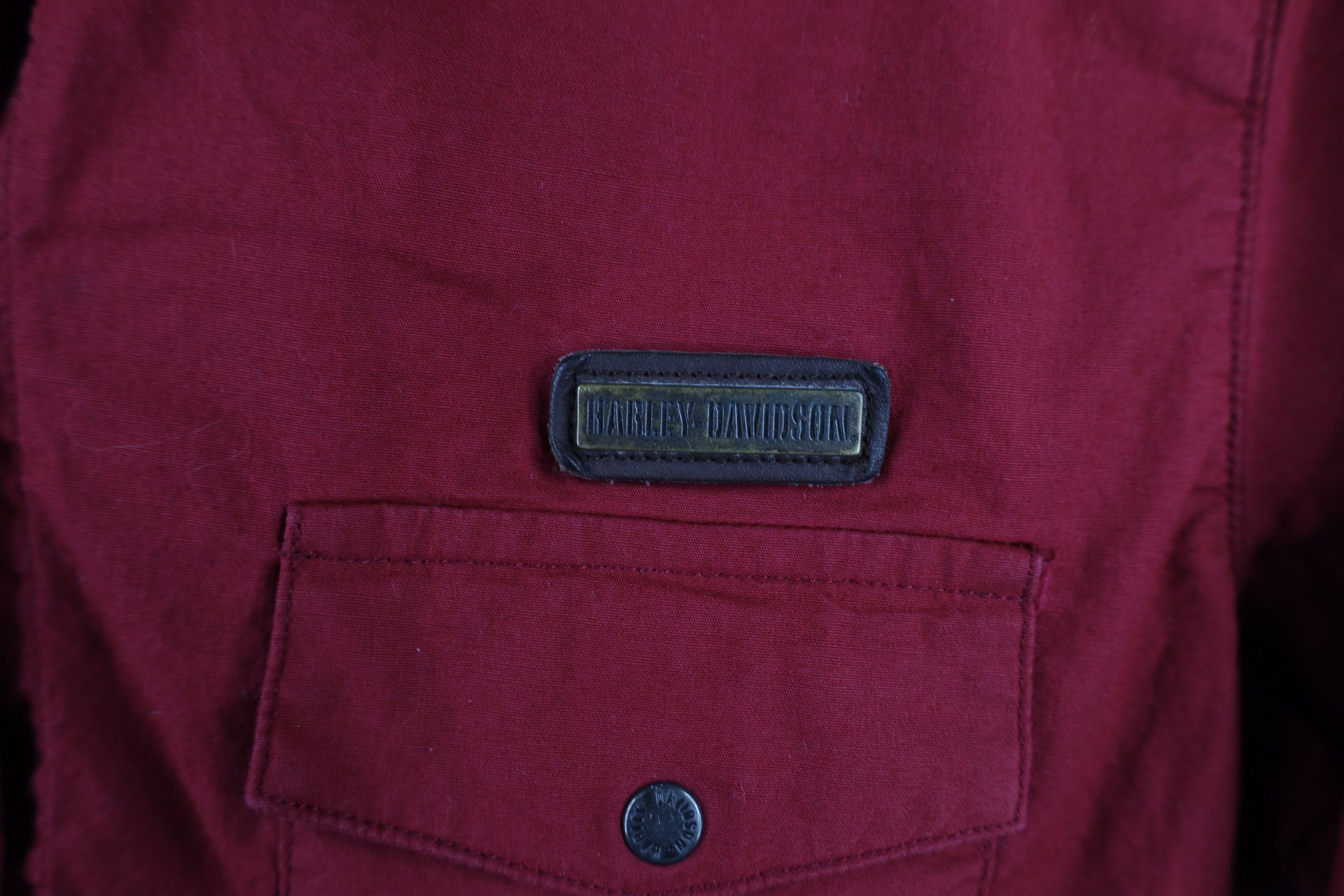 Harley Davidson × Vintage Vintage Harley Davidson Spell Out Collared Button Shirt Red Size S / US 4 / IT 40 - 4 Thumbnail