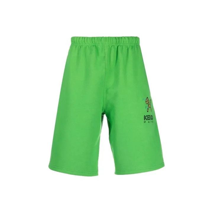 Kenzo KENZO Men's Green Logo Embroidered Shorts -2507 Size US 36 / EU 52 - 1 Thumbnail