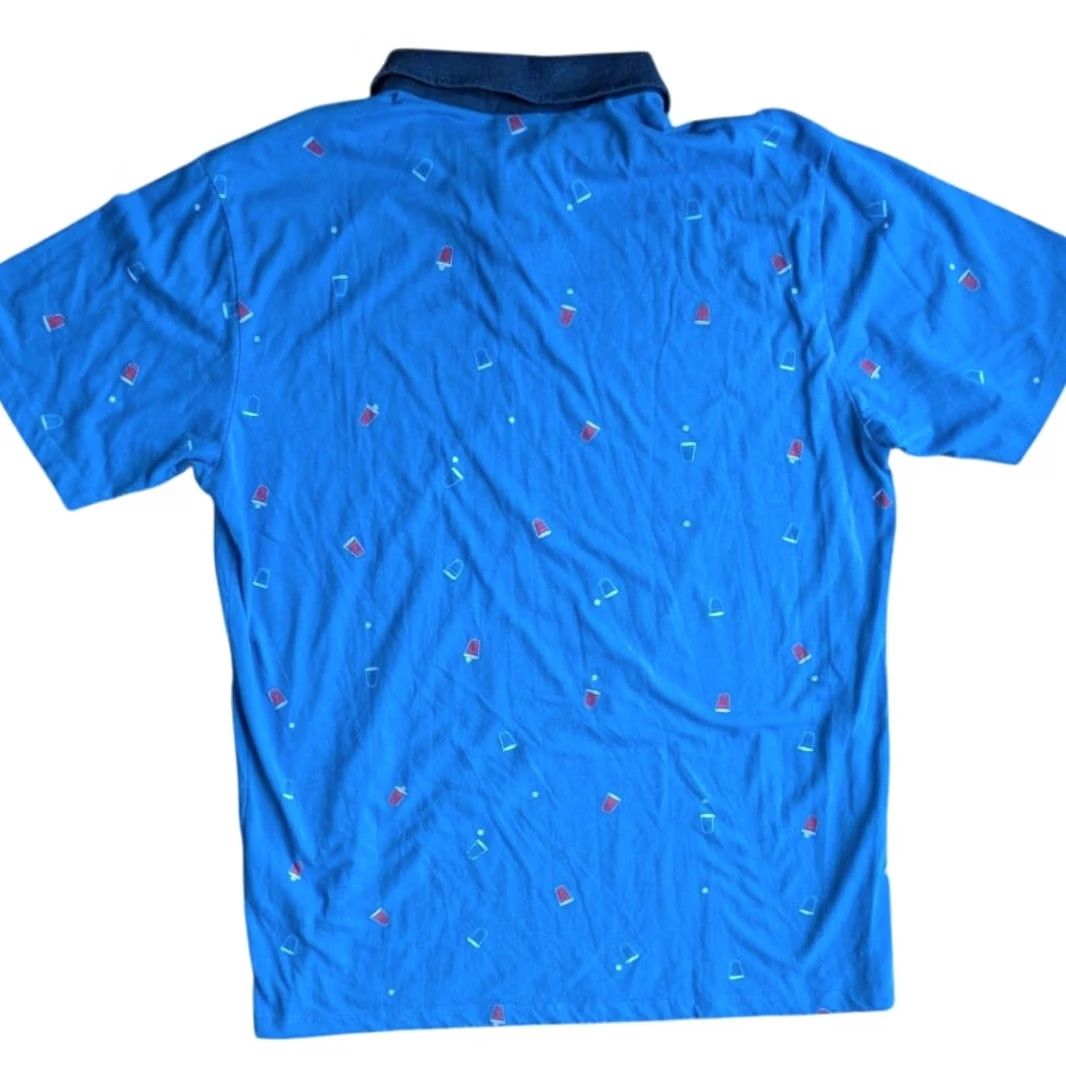 Hurley Hurley Mens Blue Red Party Cup Ping Pong Ball Print Polo Shirt L JS Casual Graphic Print Top Size US L / EU 52-54 / 3 - 2 Thumbnail