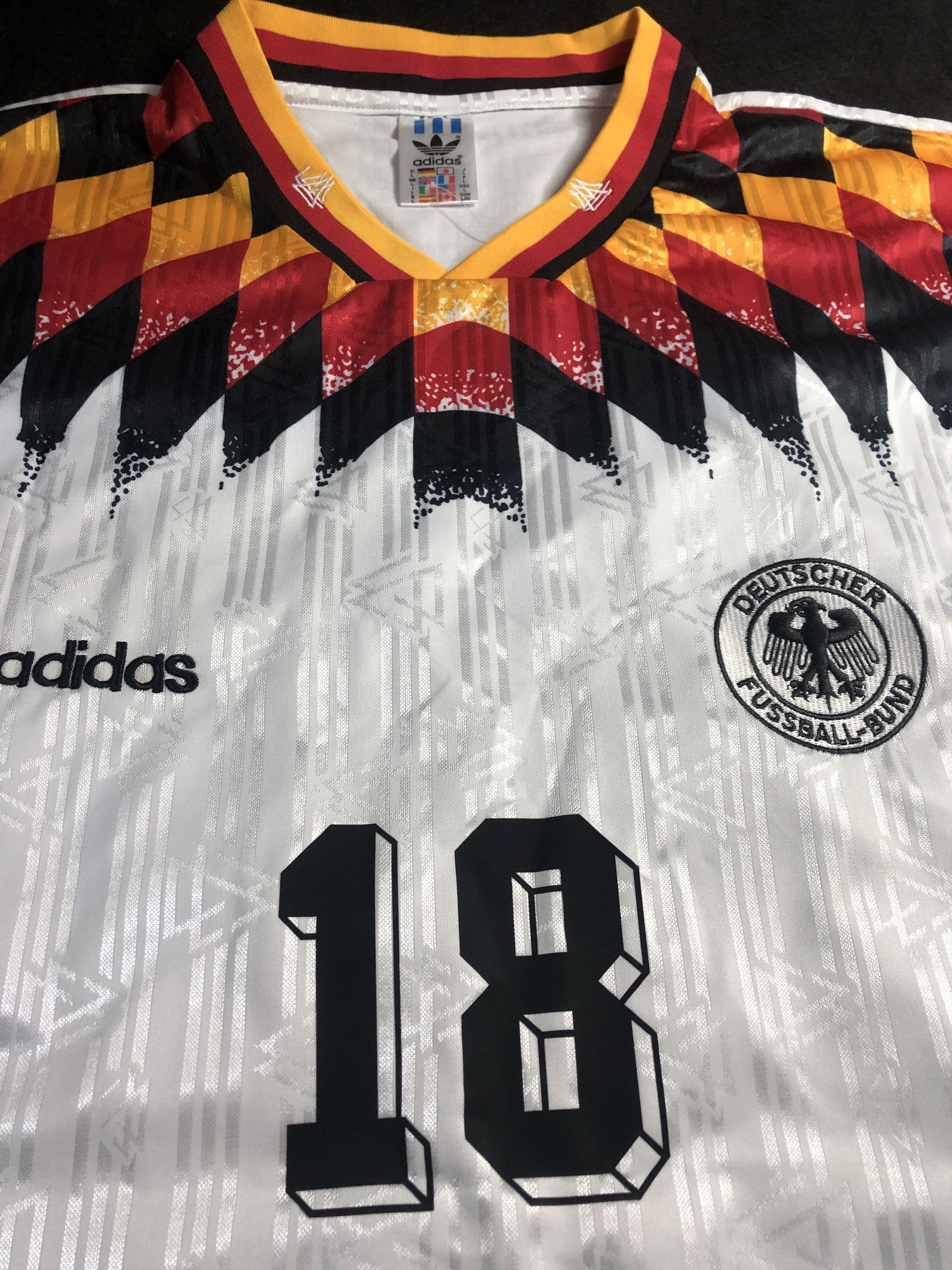 Vintage 1994 German Klinsmann Home Soccer Jersey Size US L / EU 52-54 / 3 - 5 Thumbnail
