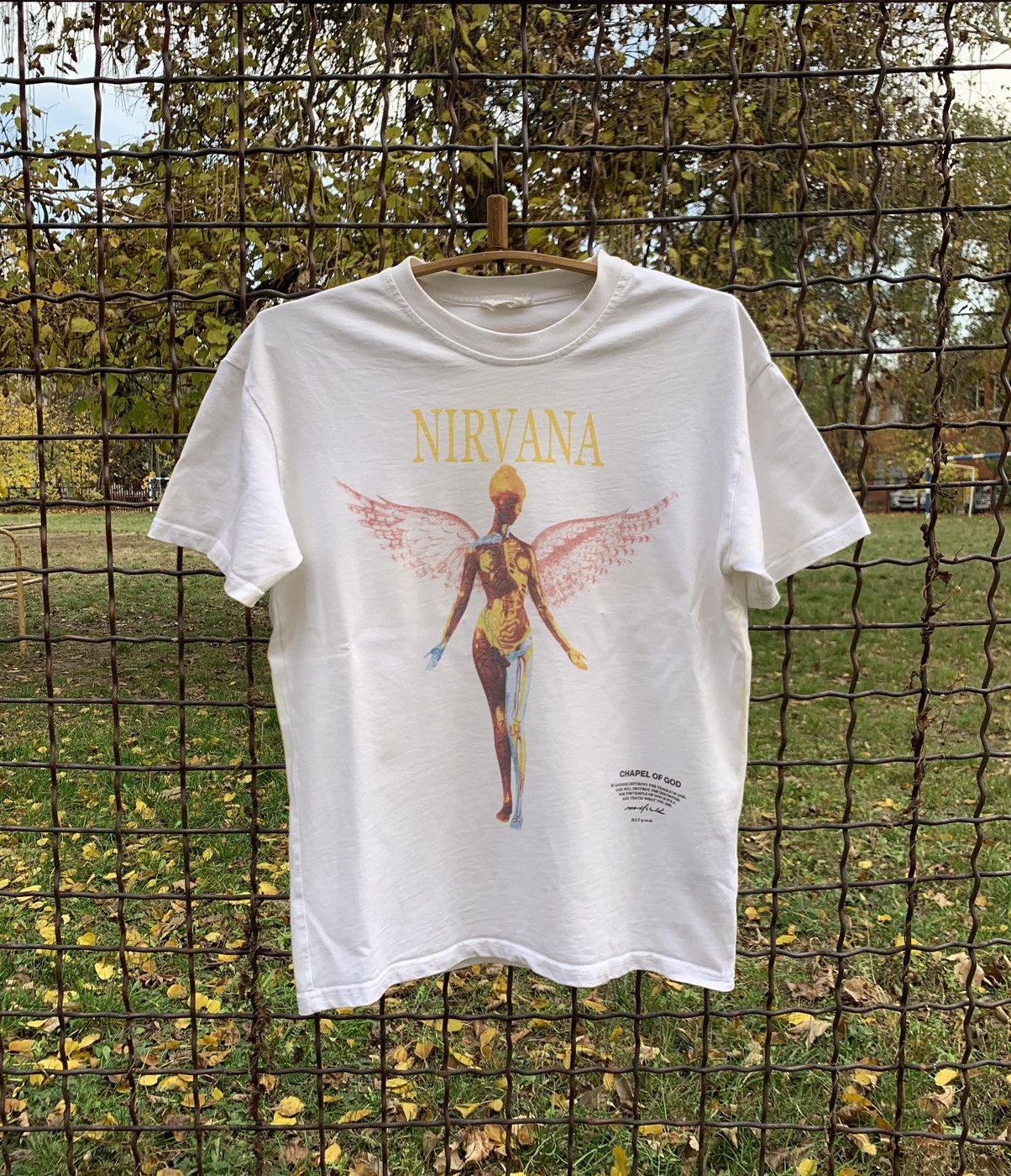 image of Nirvana In Utero Fear Of God 2016 Grunge Rock Band Y2K Shirt in White, Men's (Size Small)