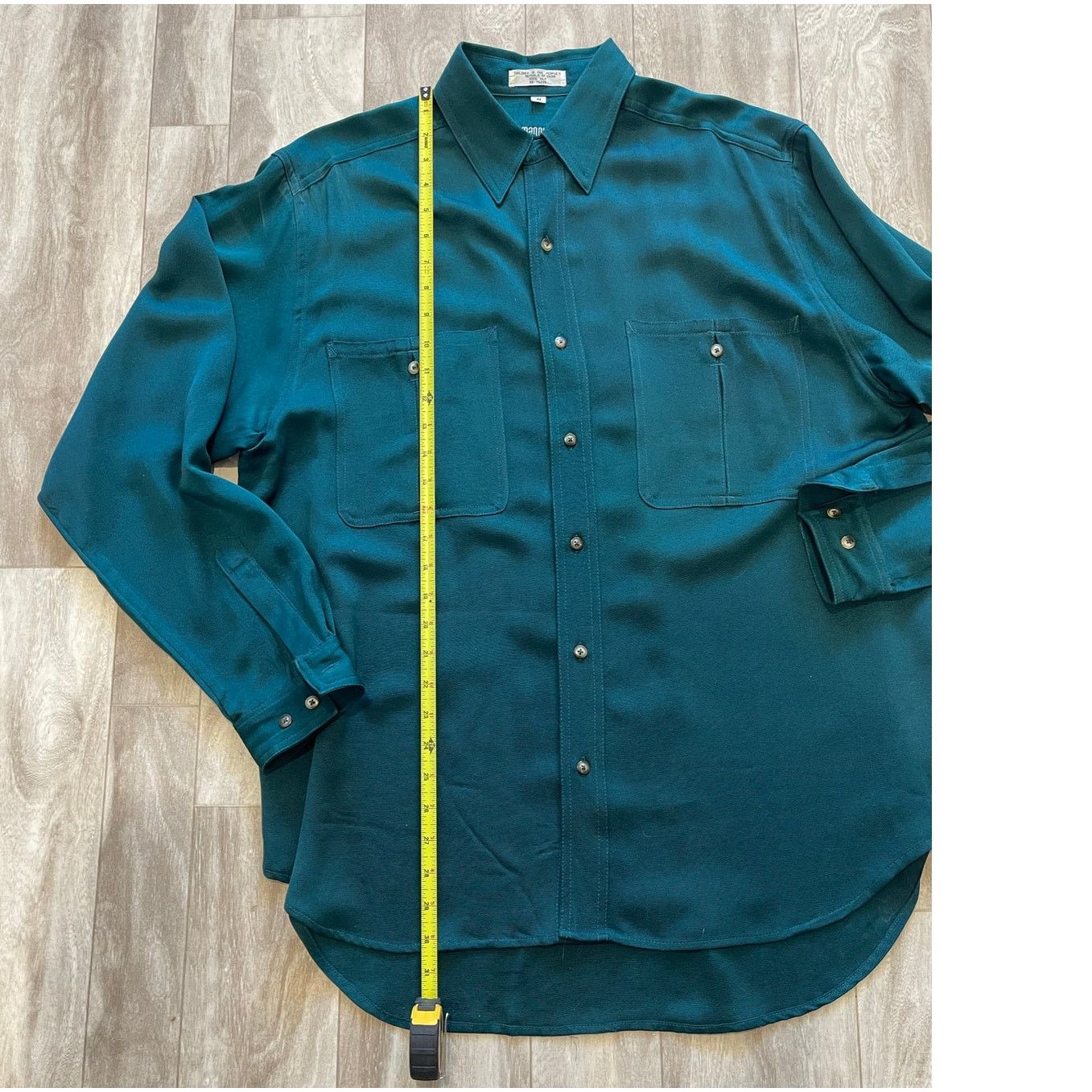 I. Magnin VTG I. Magnin Men's 100% Silk Teal Blue Button Down Size M Size US M / EU 48-50 / 2 - 5 Thumbnail