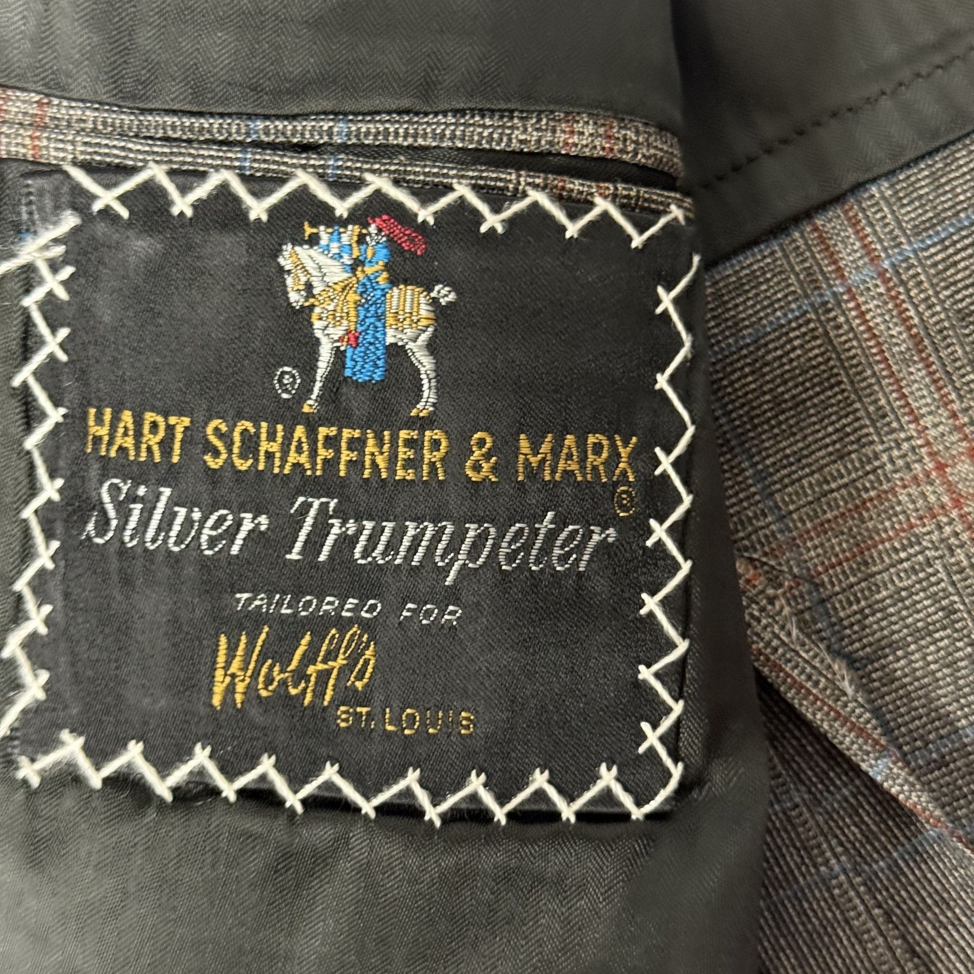 Hart Schaffner Marx Vtg Hart Schaffner & Marx Silver Trumpeter Mod Sport Coat Size 42L - 7 Thumbnail