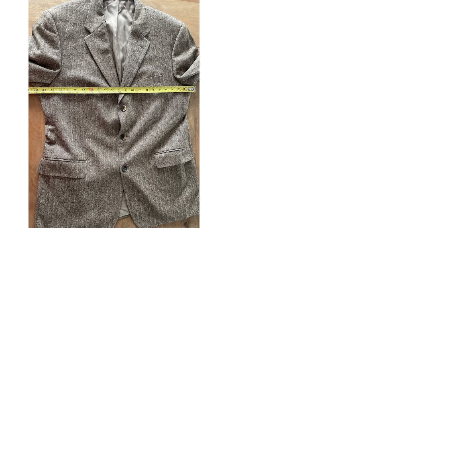 Hugo Boss HUGO BOSS Sport Jacket Mens 44R Wool Tweed Herringbone Double-Vented Brown Blazer Loro Piana Zelander Merino Wool JACKET/COAT BUTTON Styled? Size 44R - 9 Thumbnail