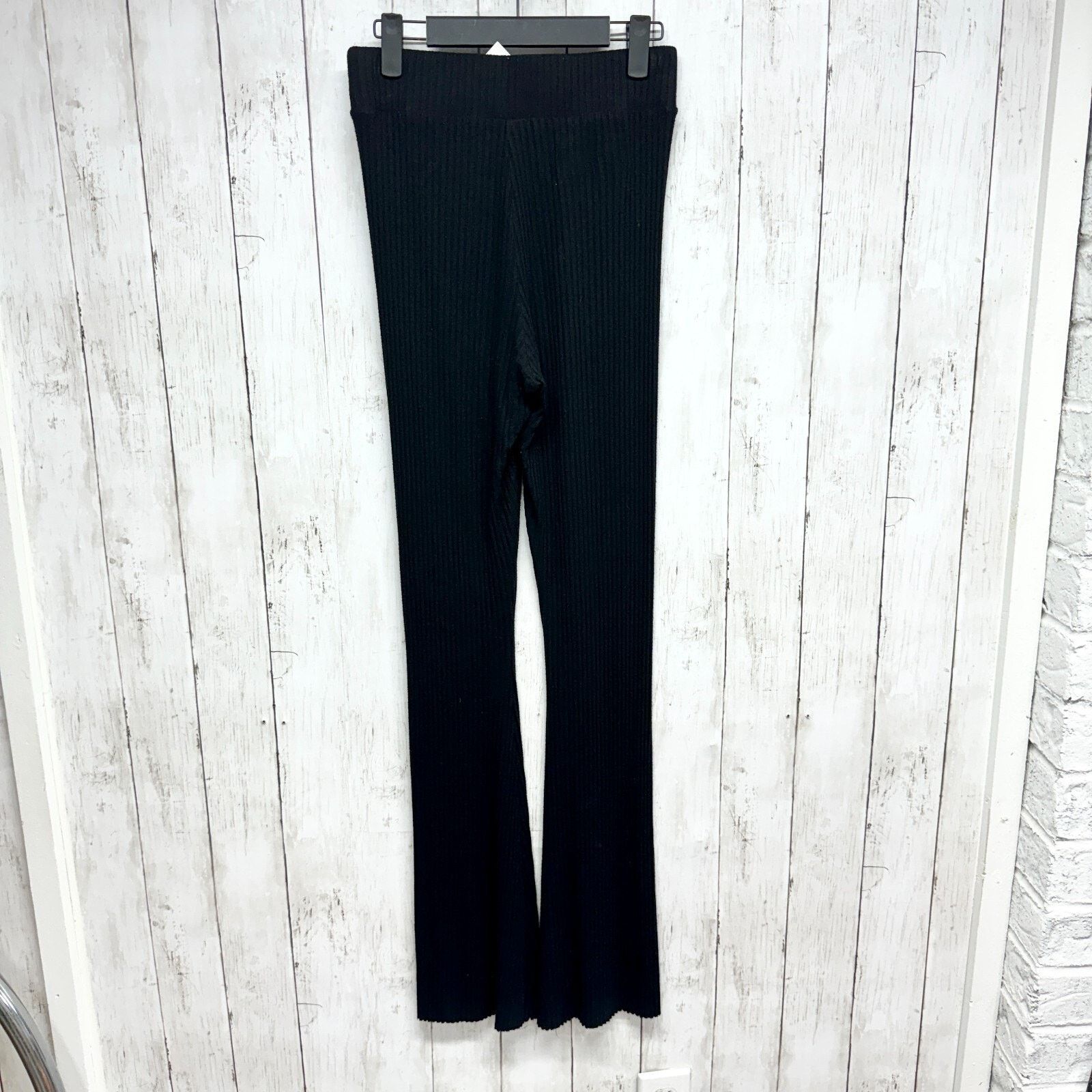 Other Cale Pants Size Small Black Flare Leggings Rib Knit Stretchy Size 27" / US 4 / IT 40 - 6 Thumbnail