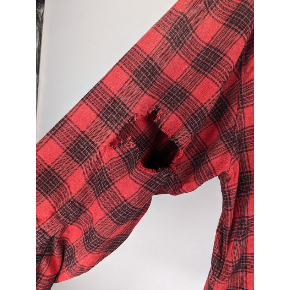 Balenciaga o1rshd1 Hooded Oversized Shirt Check in Red/Black Size US L / EU 52-54 / 3 - 13 Thumbnail