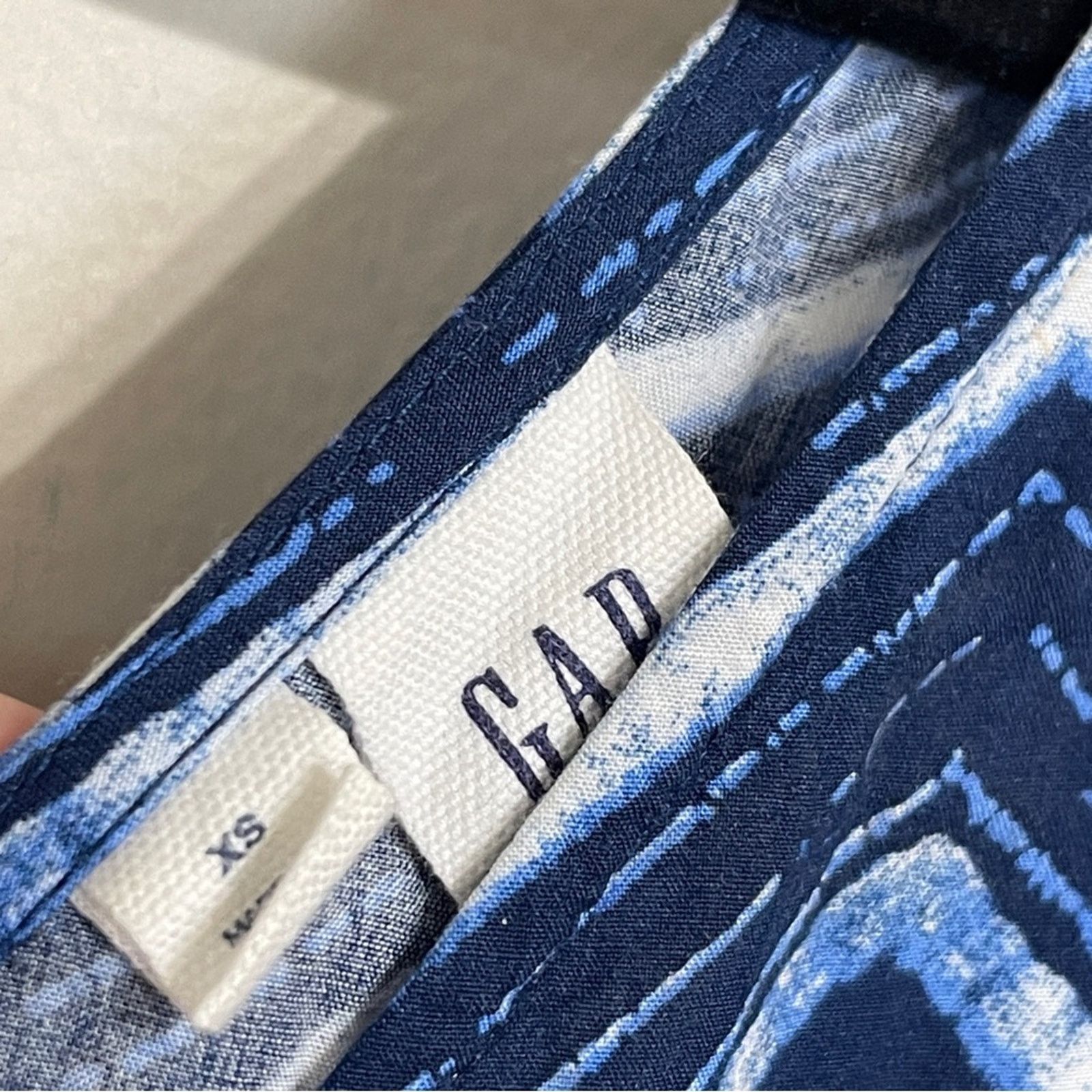 Gap GAP Tie-Waist Culotte Patterned Jumpsuit Blue White Size XS Size 26" / US 2 / IT 38 - 6 Thumbnail