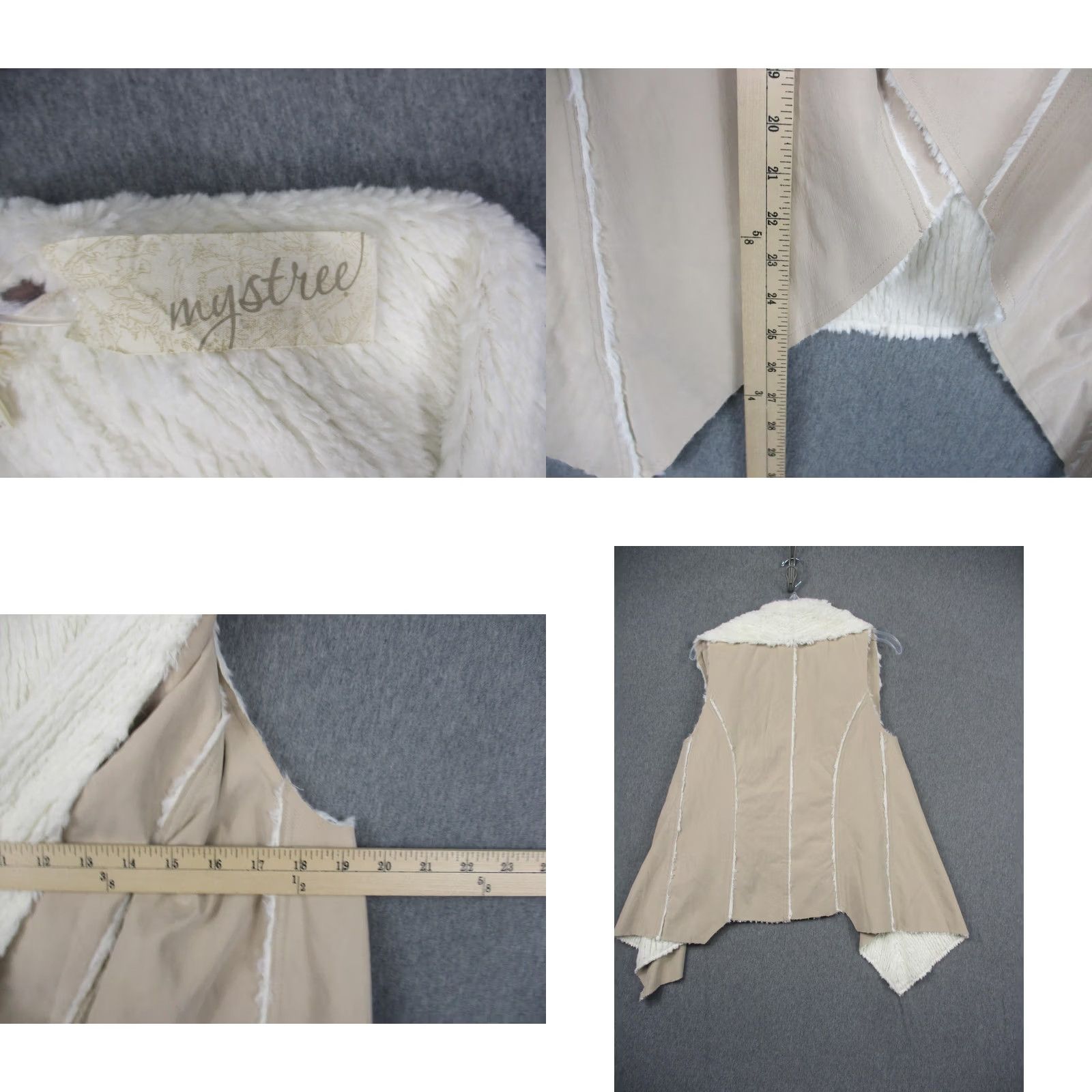 Vintage VINTAGE: NO — Mystree Vest Womens S Beige White Faux Fur Open Front Sleeveless Boho Style Size S / US 4 / IT 40 - 8 Thumbnail