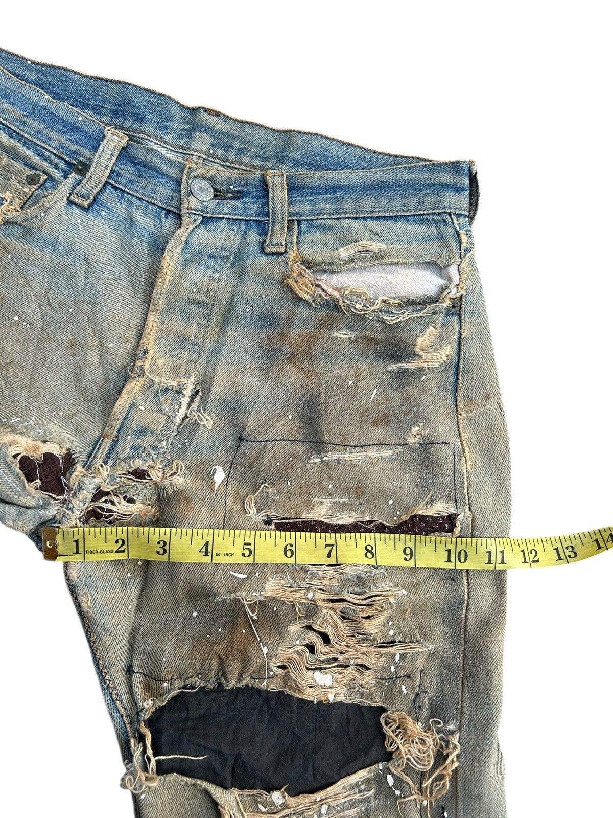 Levi's 80's THRASHED Levi's 6 Selvedge Reconstructed Repair Denim Size US 31 - 21 Thumbnail