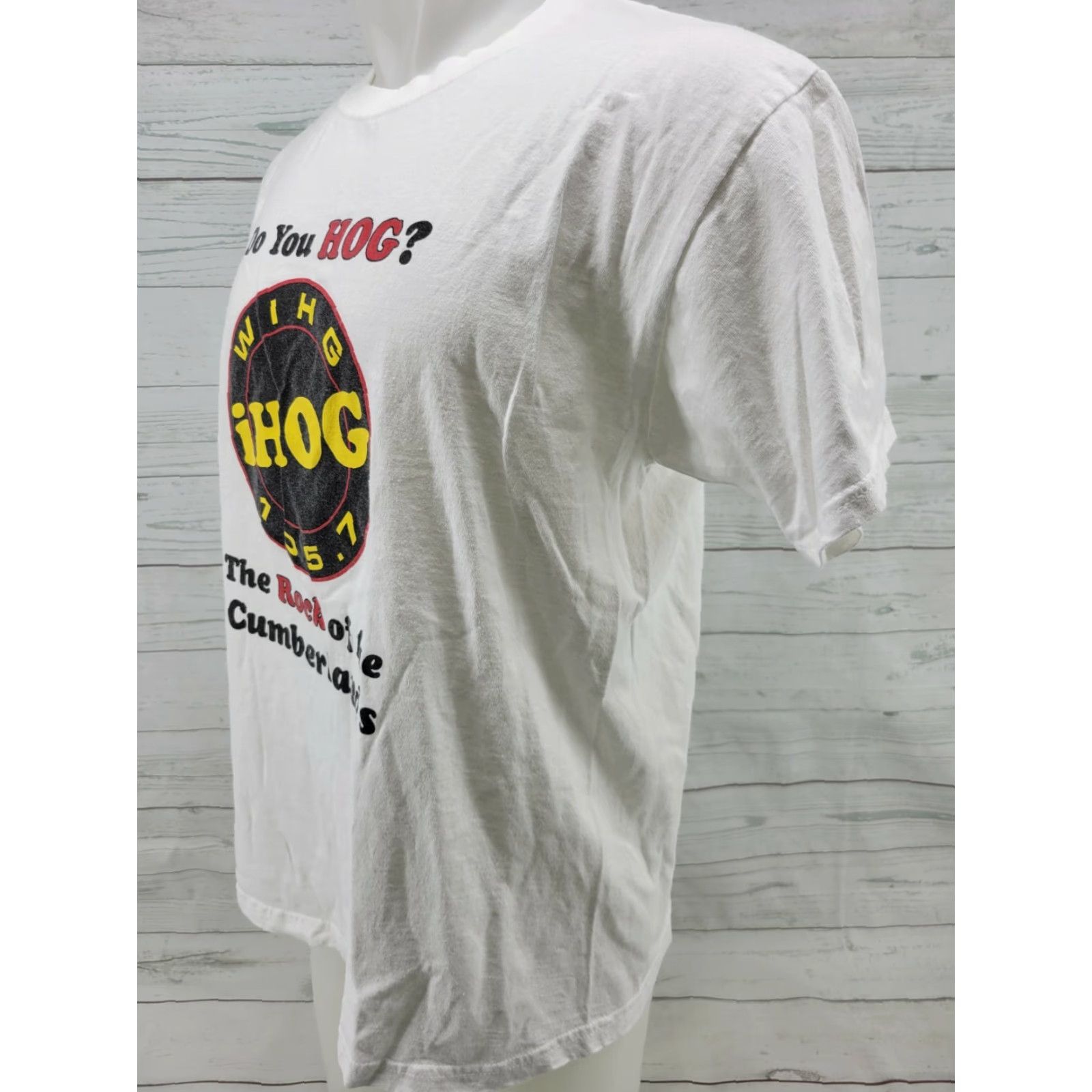 Fruit Of The Loom WIHG IHOG Radio Shirt White Size Large Shirt Mens Short Sleeve 105.7 FCC? Size US L / EU 52-54 / 3 - 3 Thumbnail